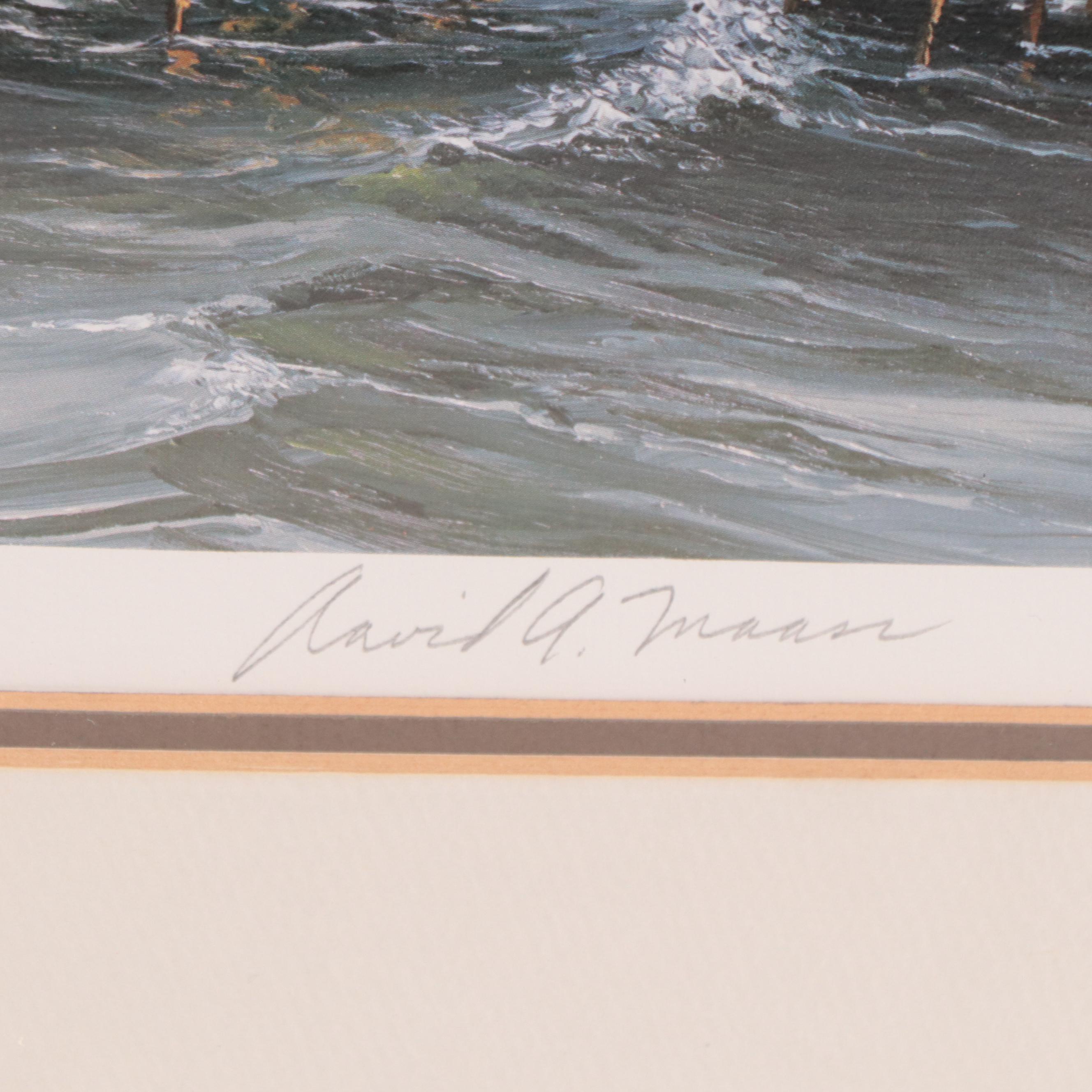 David A. Maass Offset Lithograph of Mallards in Flight