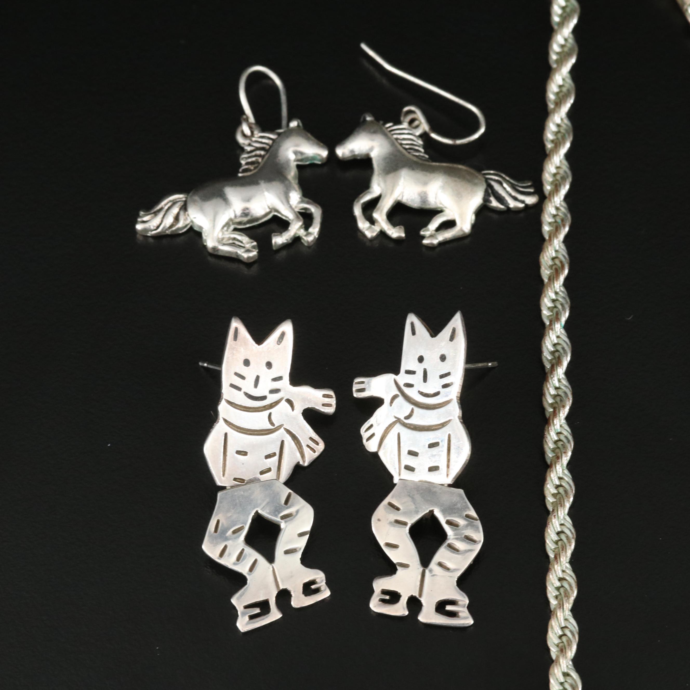 Cat Grouping Including Sterling, Pearl and Faux Pearl
