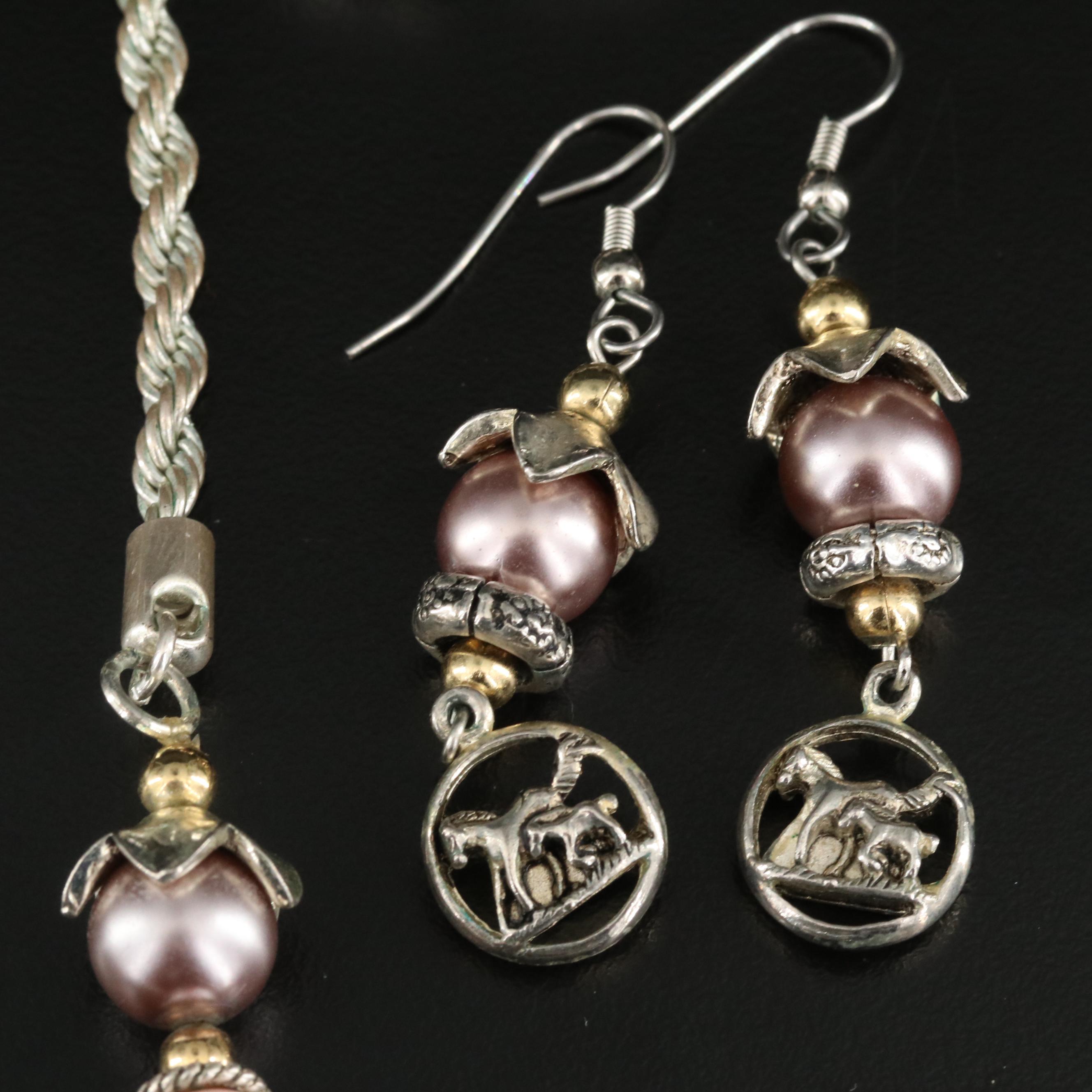 Cat Grouping Including Sterling, Pearl and Faux Pearl