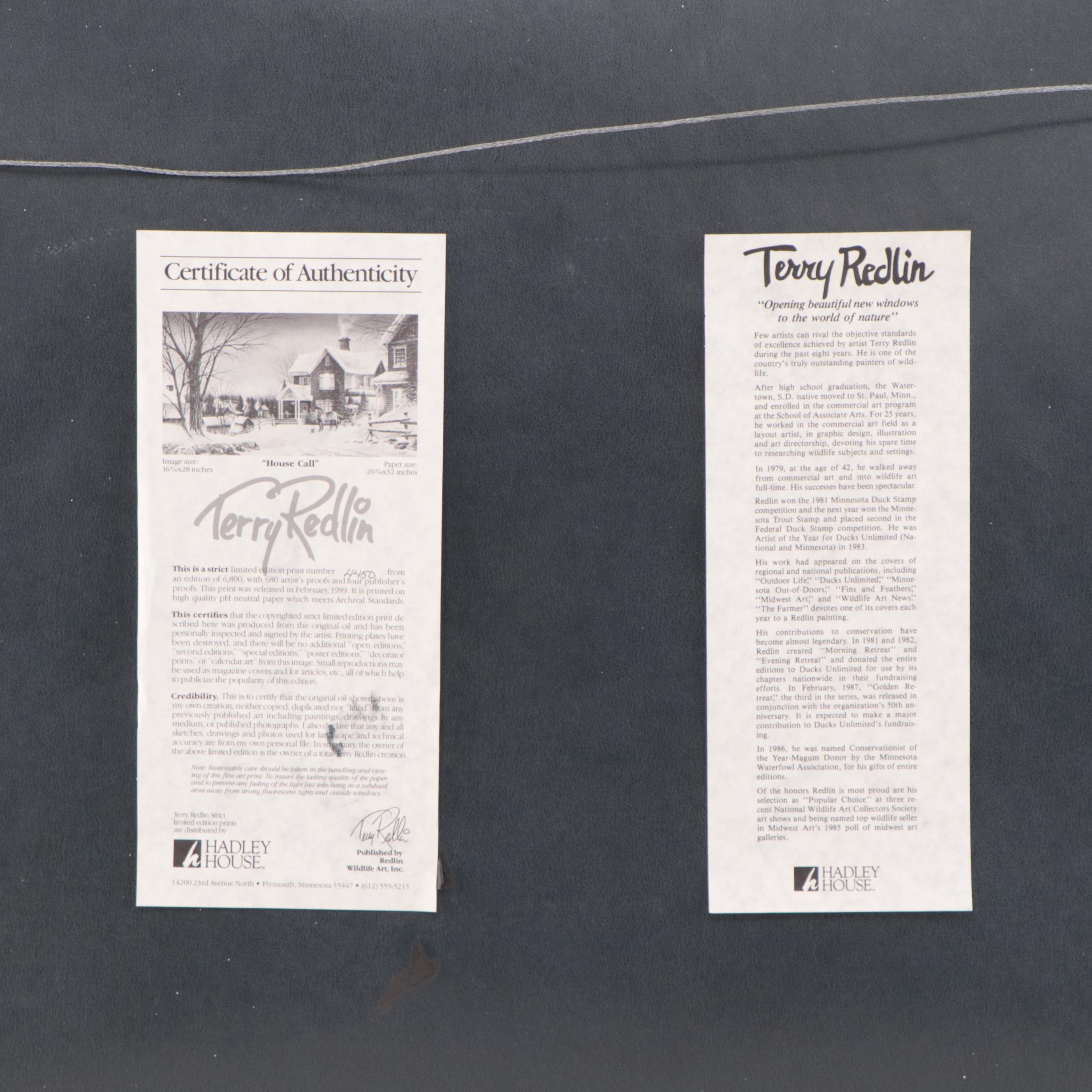 Terry Redlin Offset Lithograph "House Call," Late 20th Century