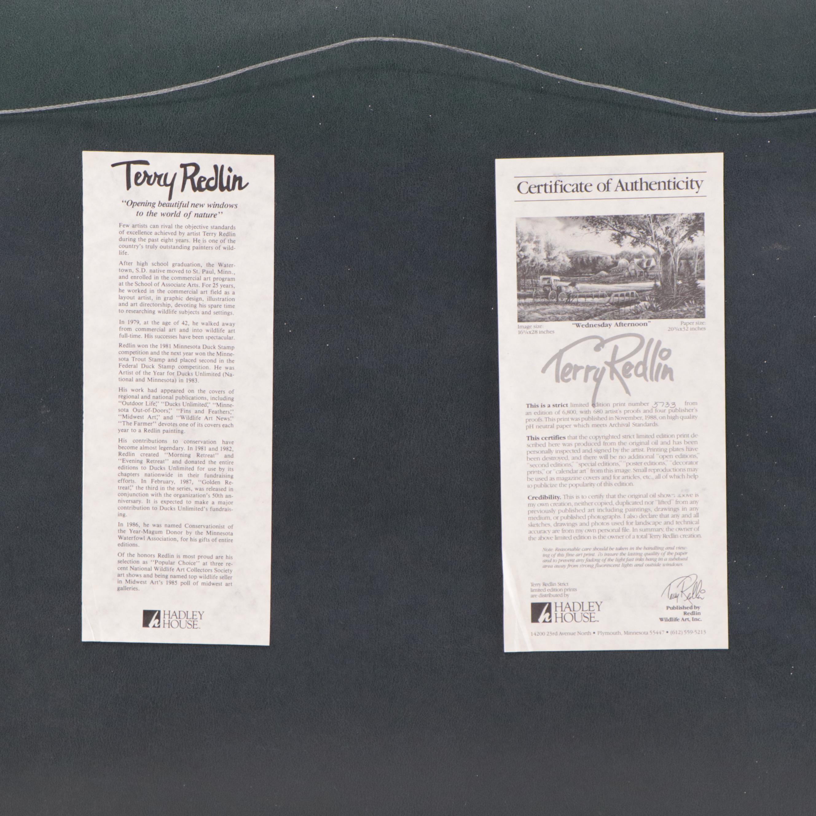 Terry Redlin Offset Lithograph "Wednesday Afternoon," Late 20th Century