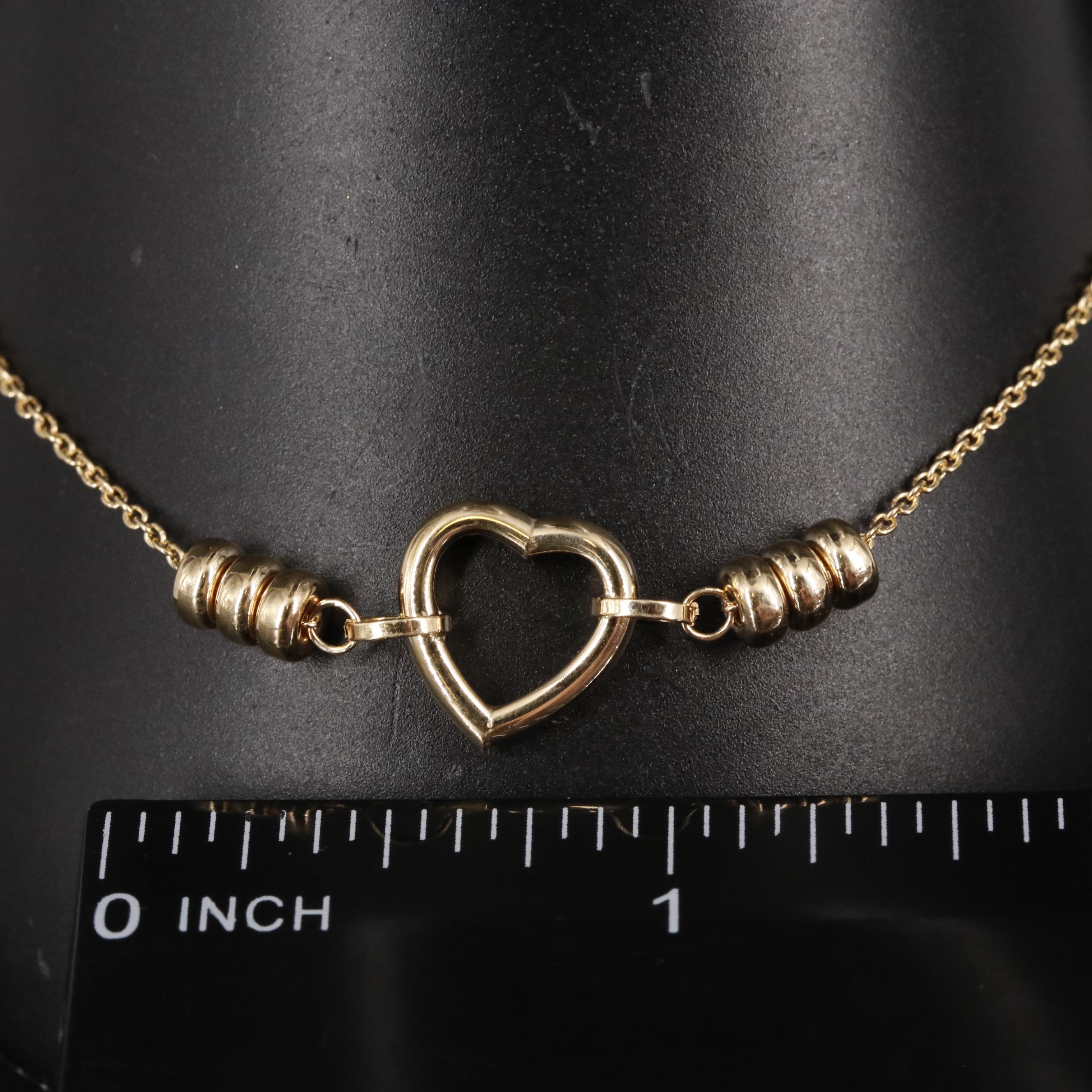 14K Stationary Heart Chain Bracelet