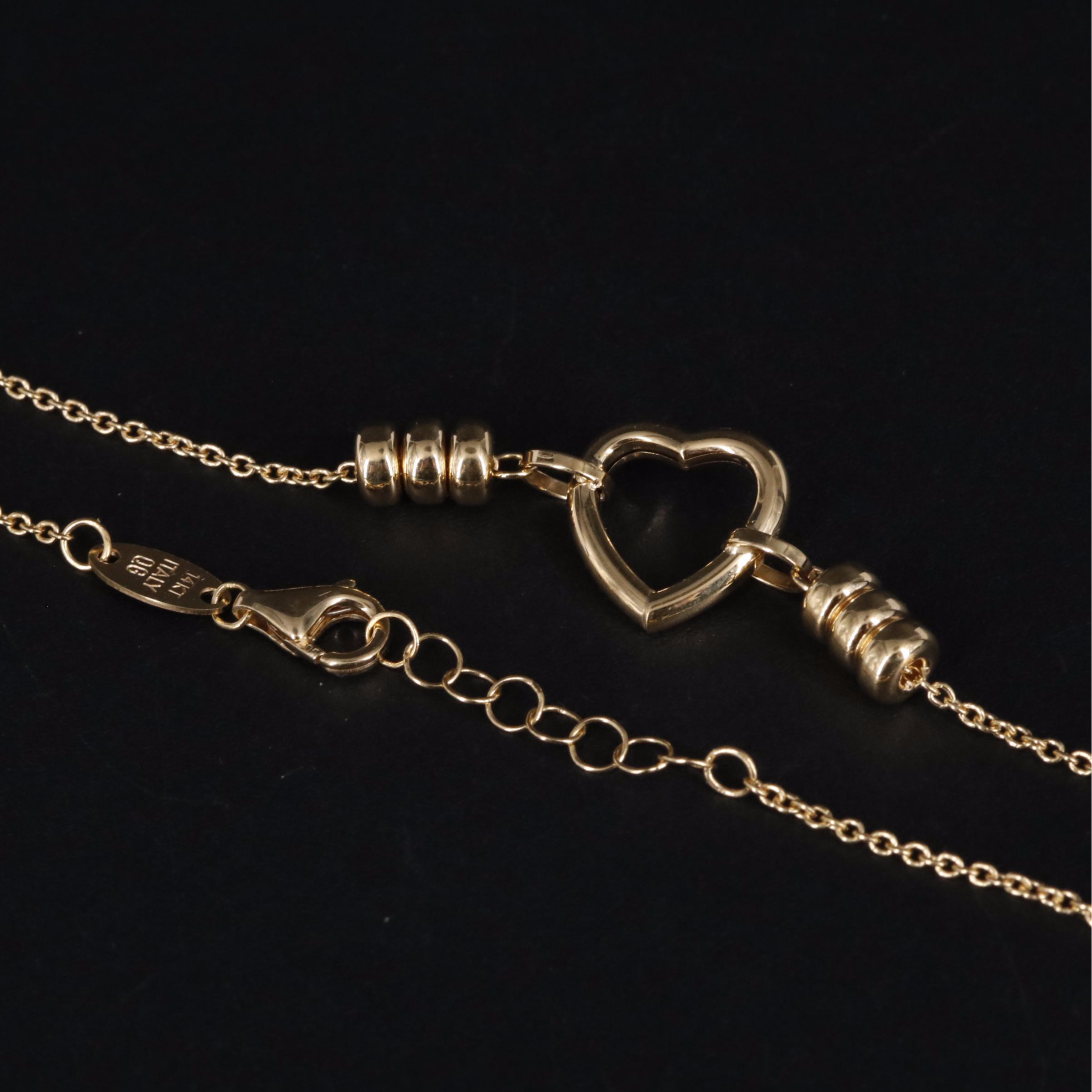 14K Stationary Heart Chain Bracelet