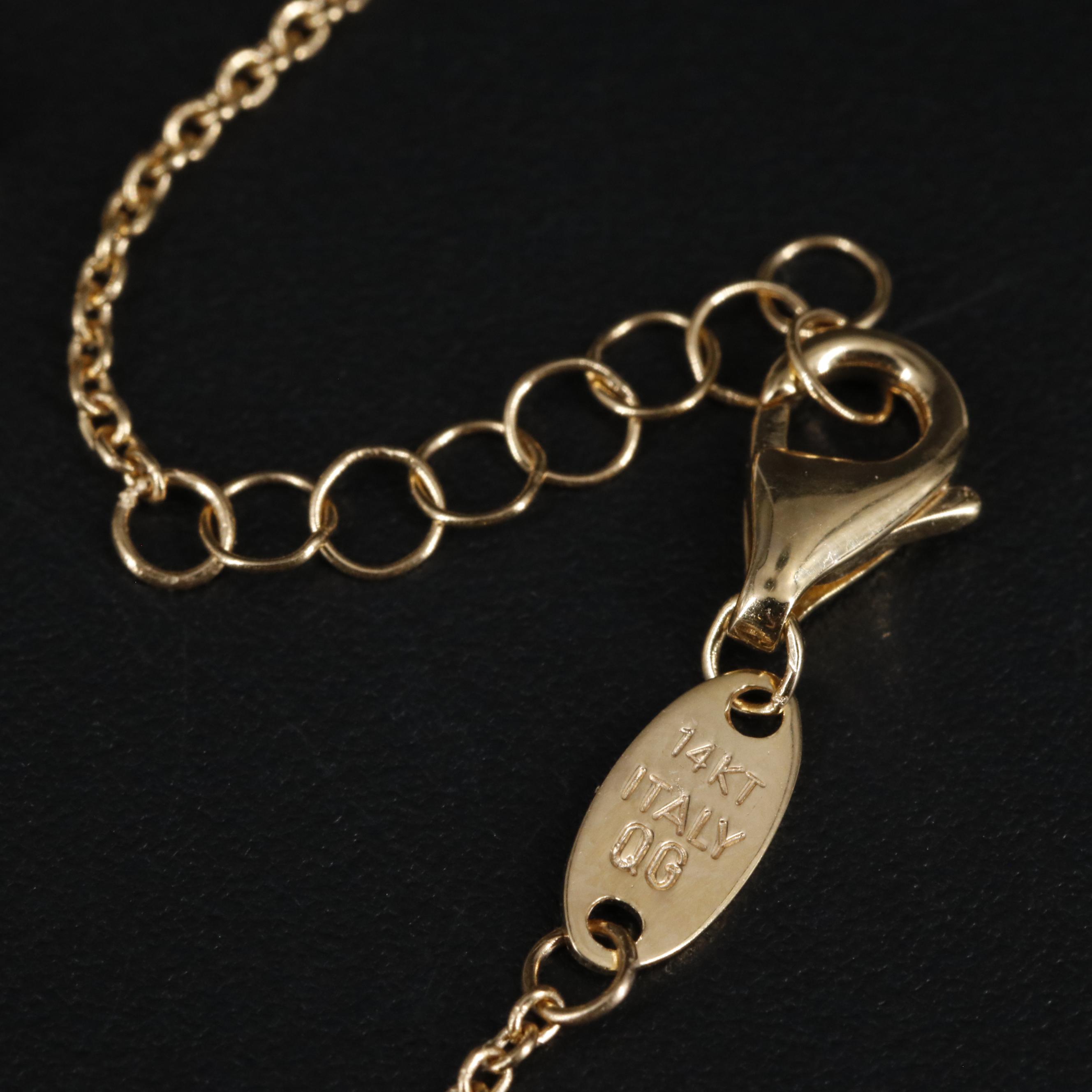 14K Stationary Heart Chain Bracelet