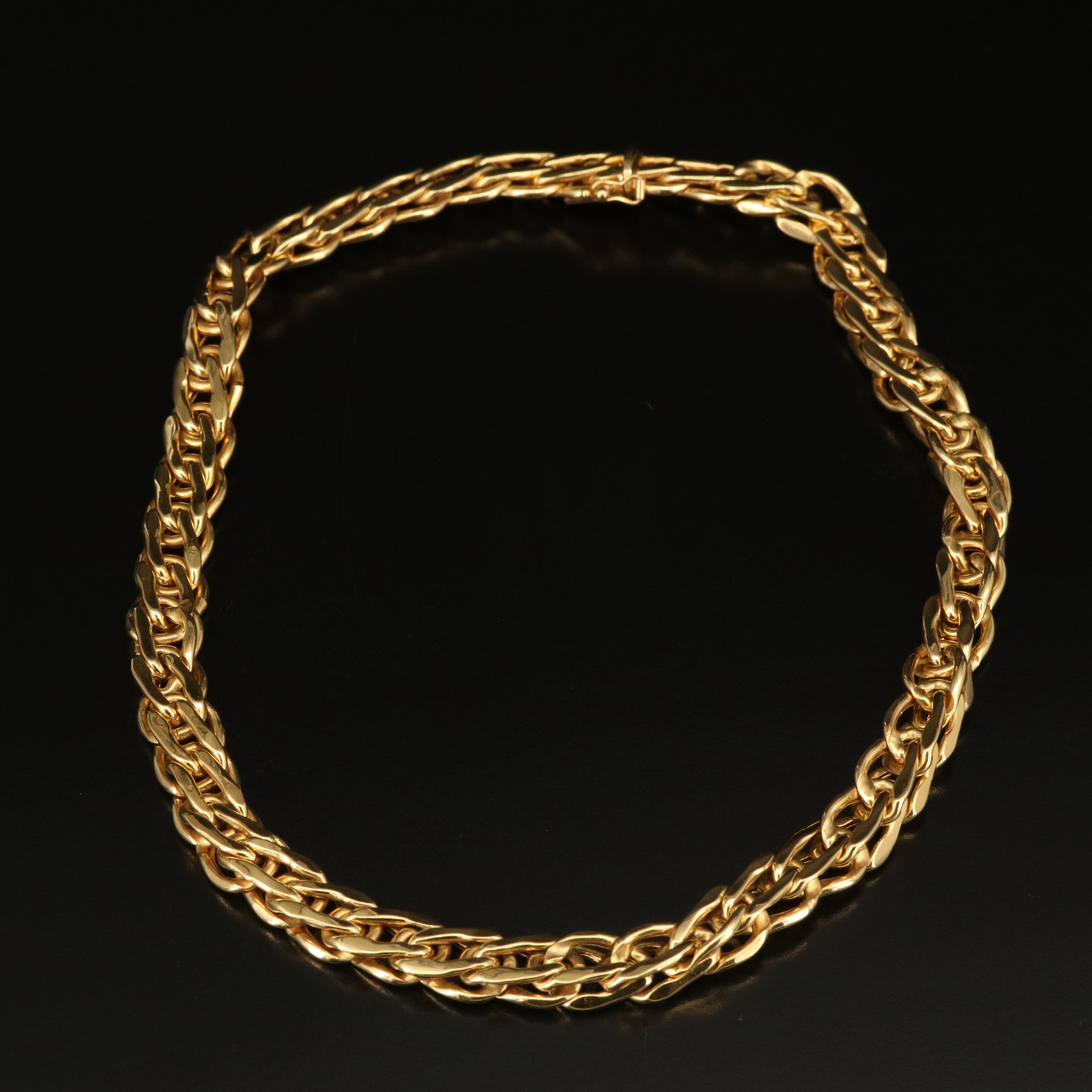 Italian 14K Double Row Curb Chain Necklace