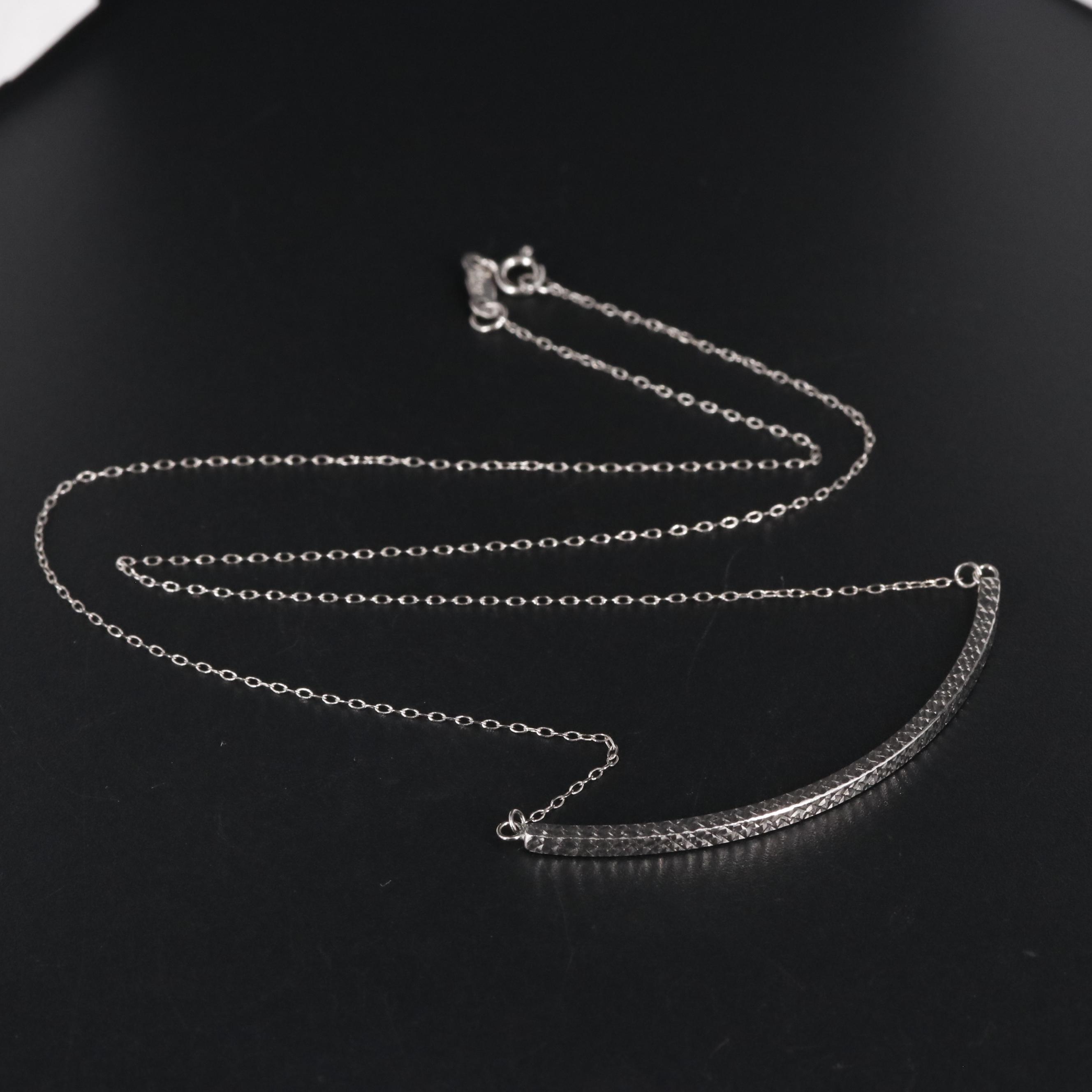 14K Stationary Bar Chain Necklace