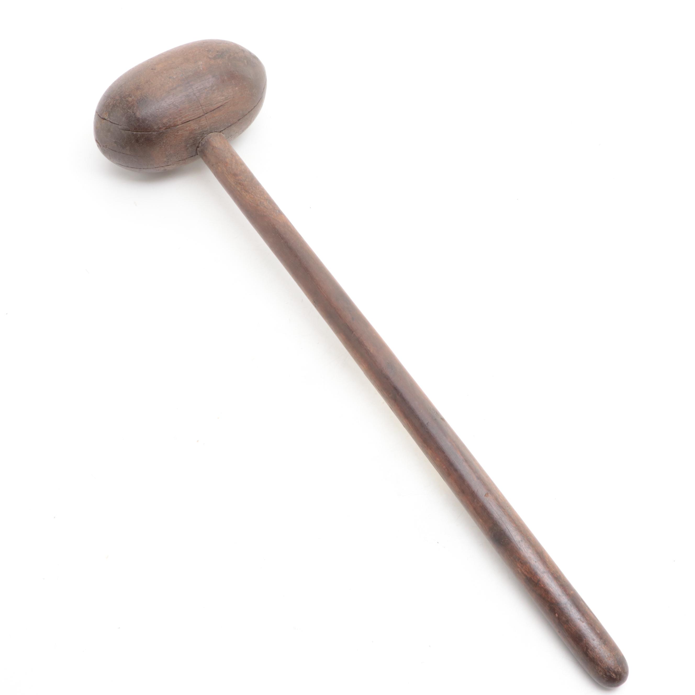 Filipino Stone Pestle and Wooden Mallet with Other Wooden Loom Post