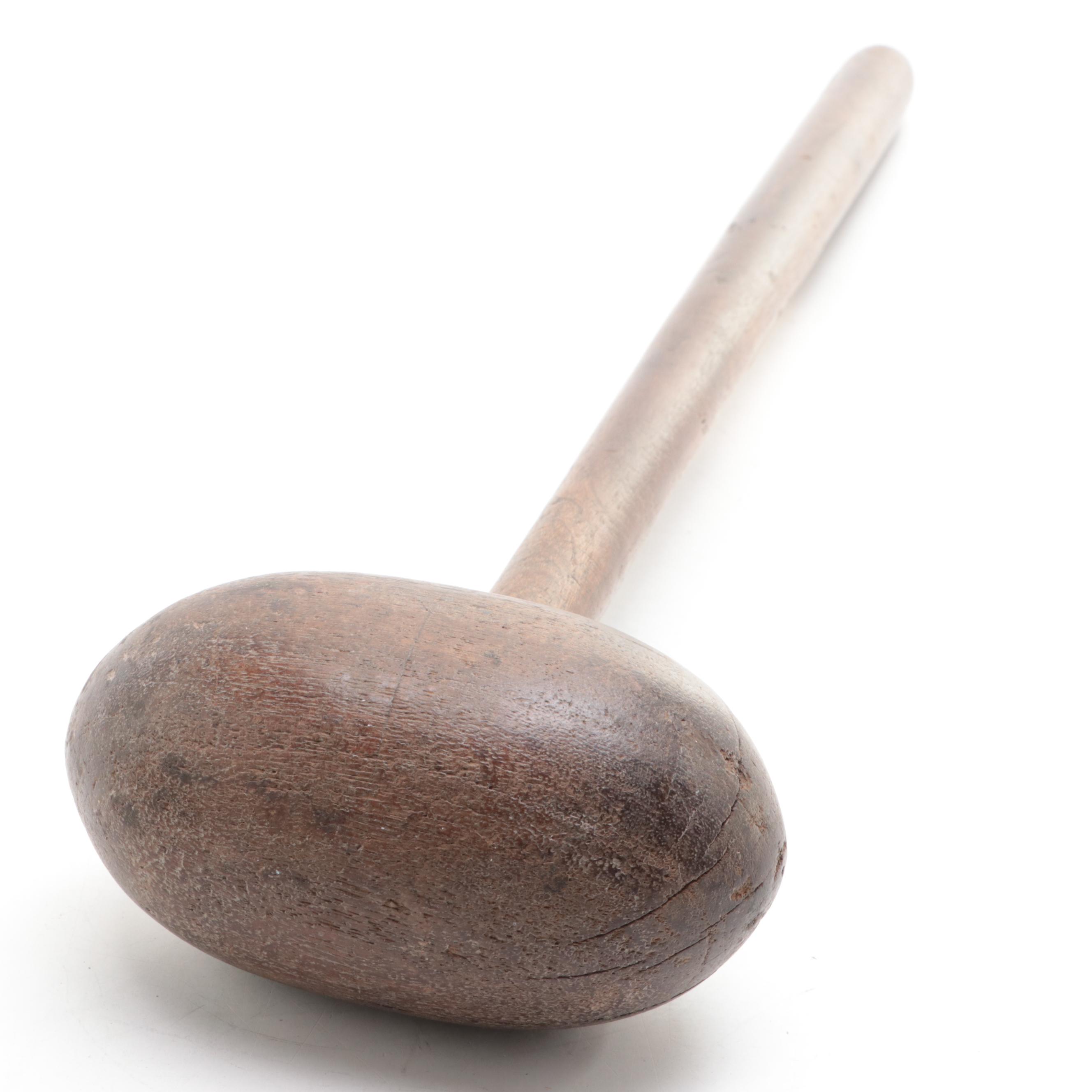 Filipino Stone Pestle and Wooden Mallet with Other Wooden Loom Post