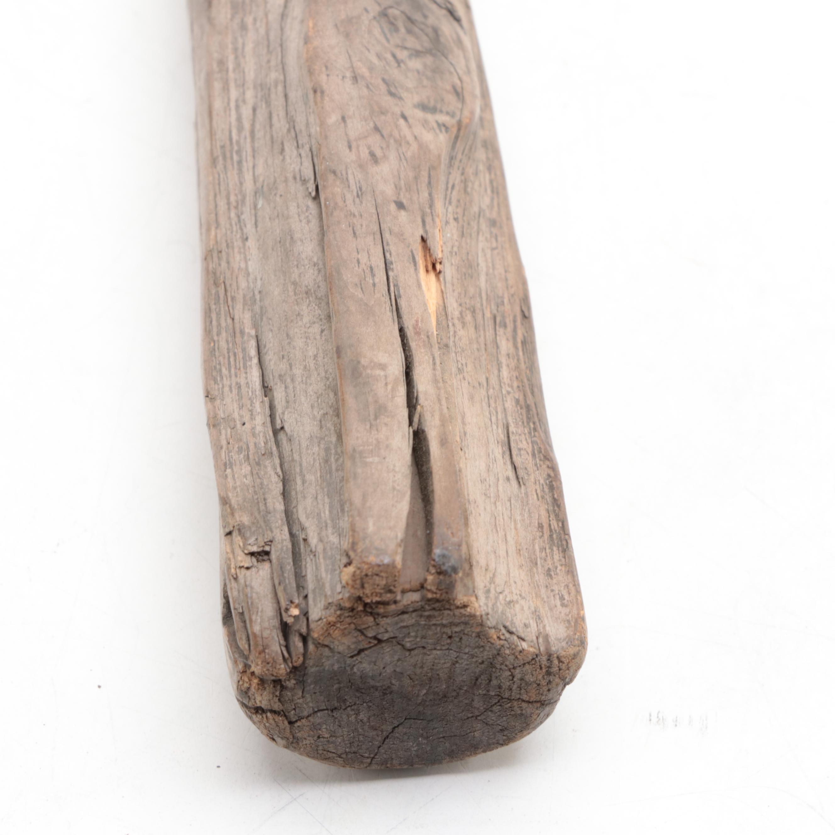 Filipino Stone Pestle and Wooden Mallet with Other Wooden Loom Post