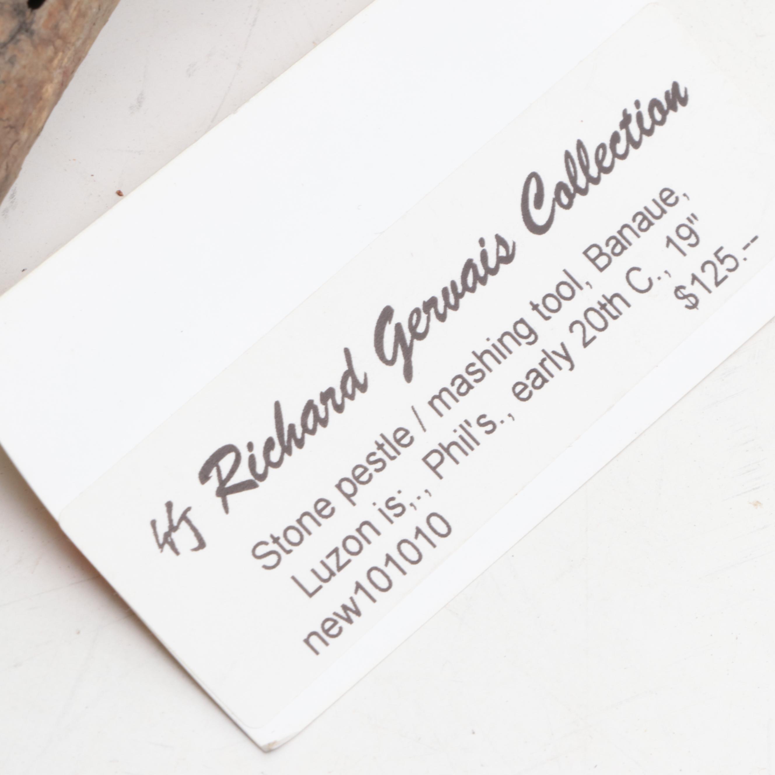 Filipino Stone Pestle and Wooden Mallet with Other Wooden Loom Post