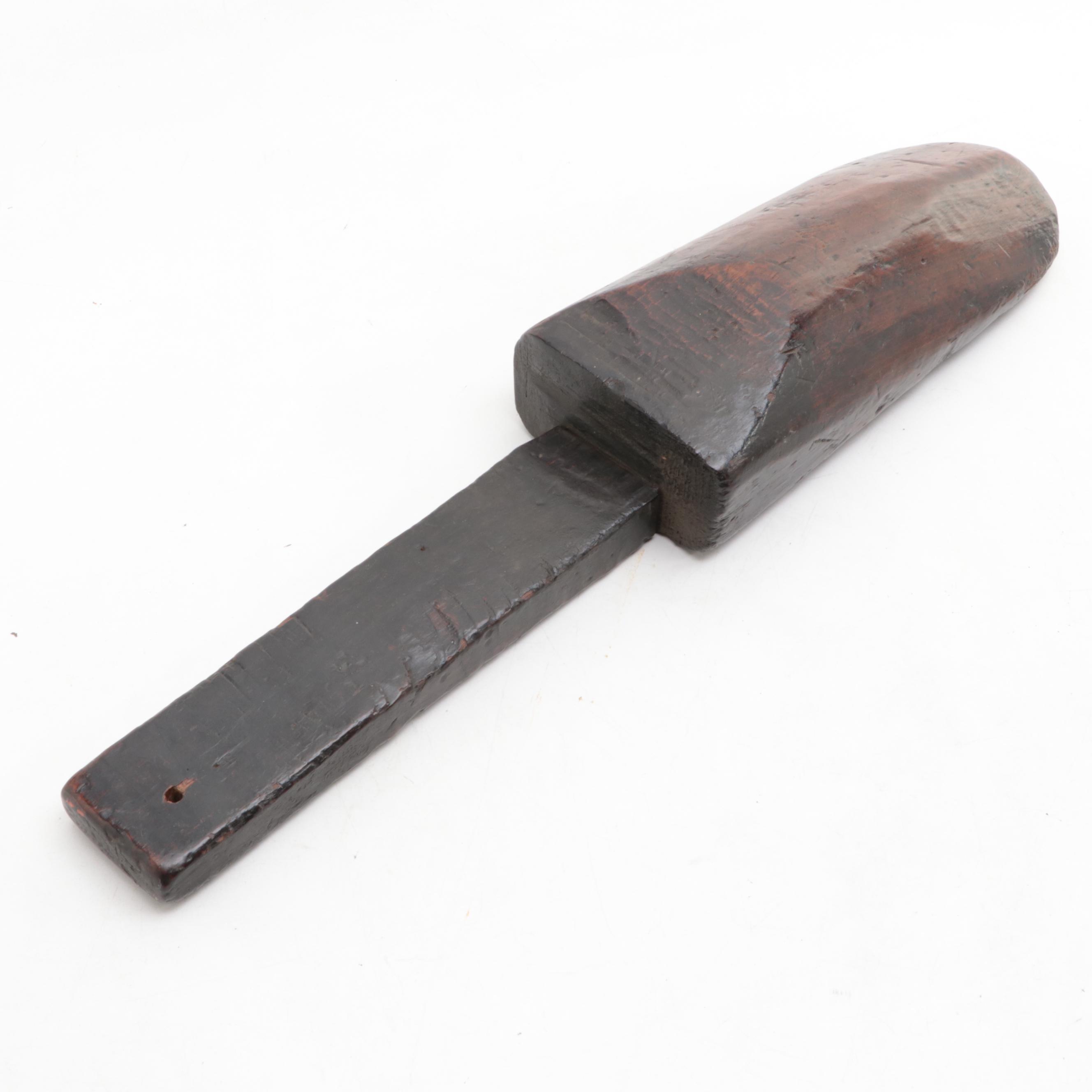 Filipino Stone Pestle and Wooden Mallet with Other Wooden Loom Post