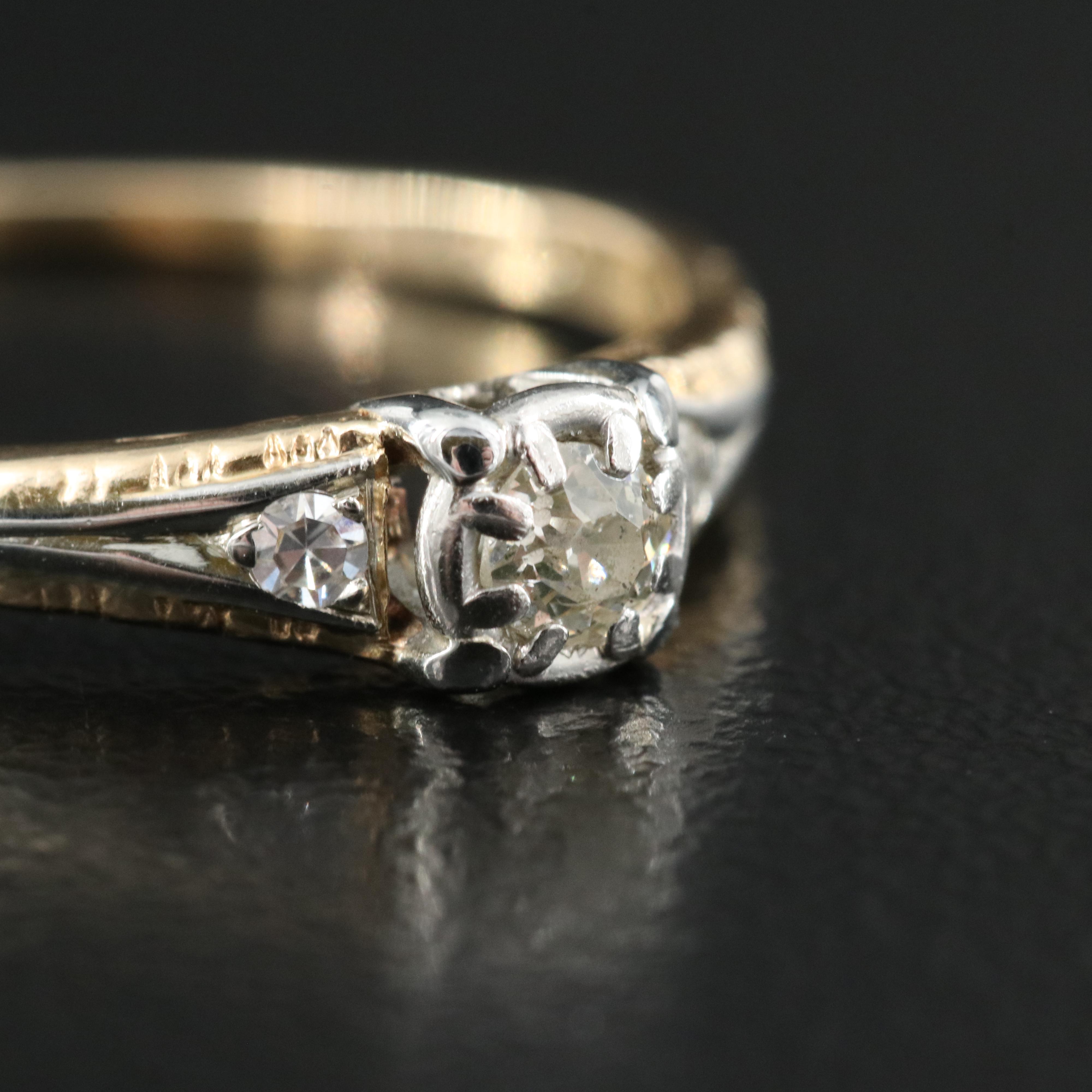 Jabel 14K 0.14 CTW Diamond Ring with Platinum Head