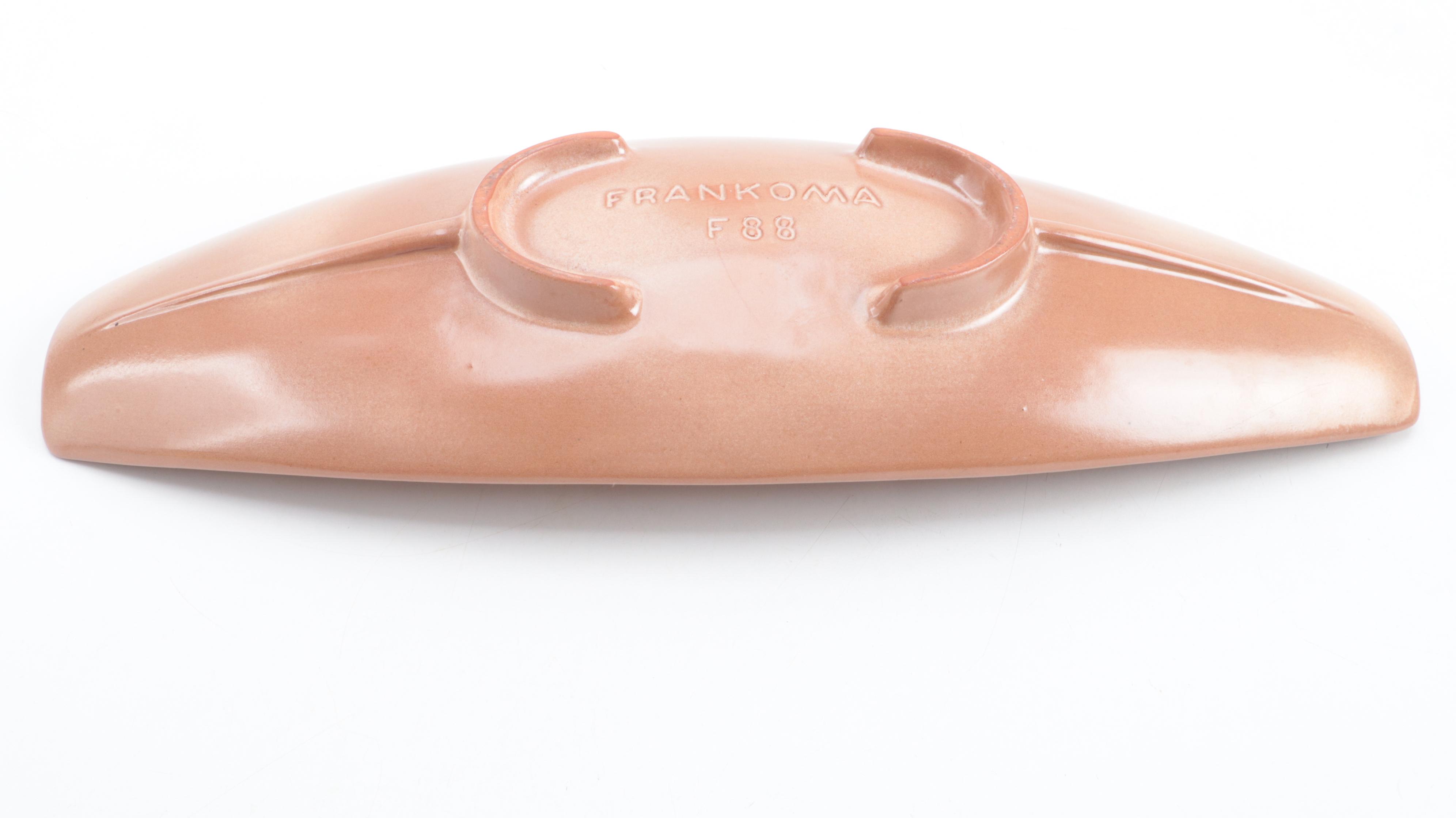 Frankoma Pottery Dish and Other Ceramic Dog Figurine, Mid to Late 20th Century