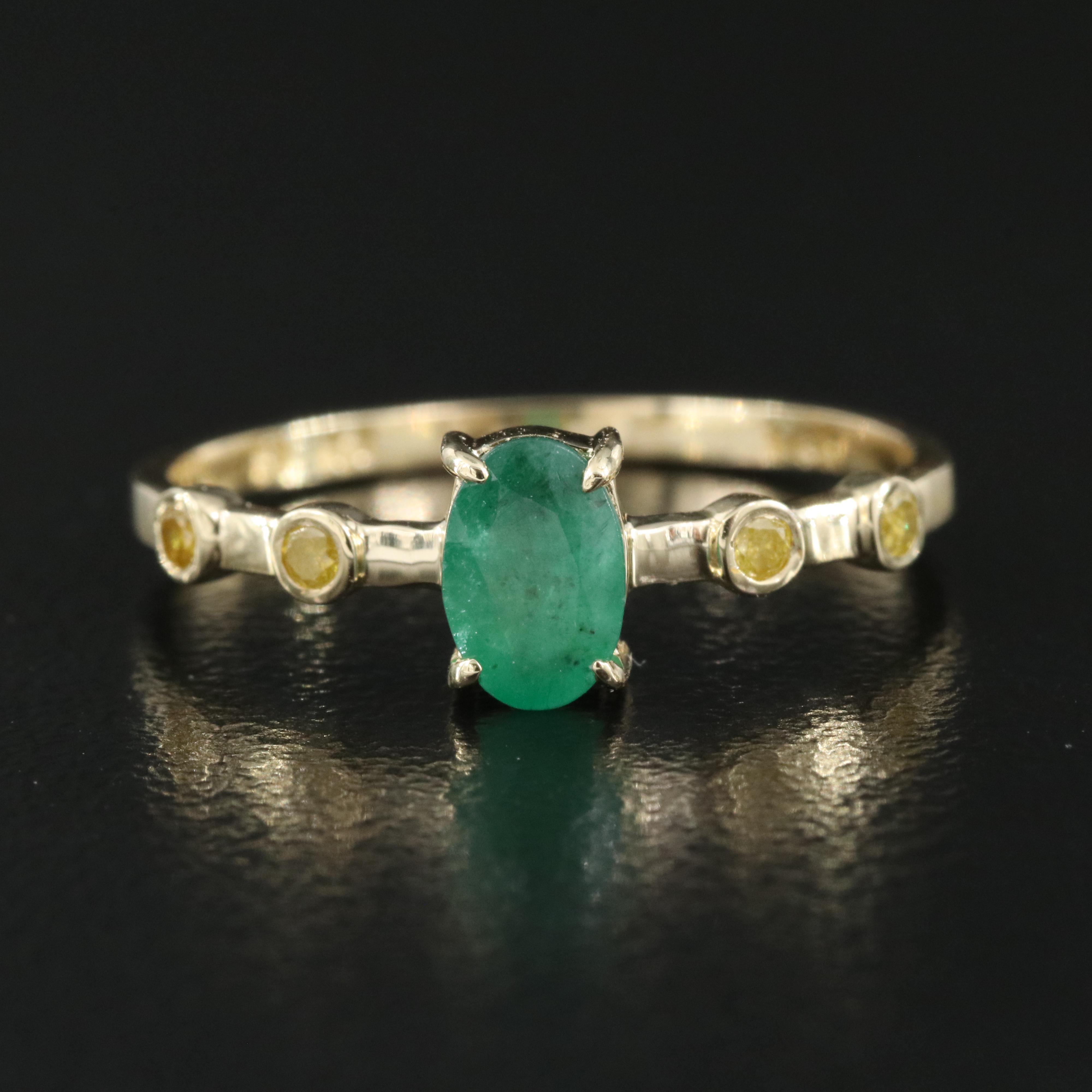 14K Emerald and Diamond Ring