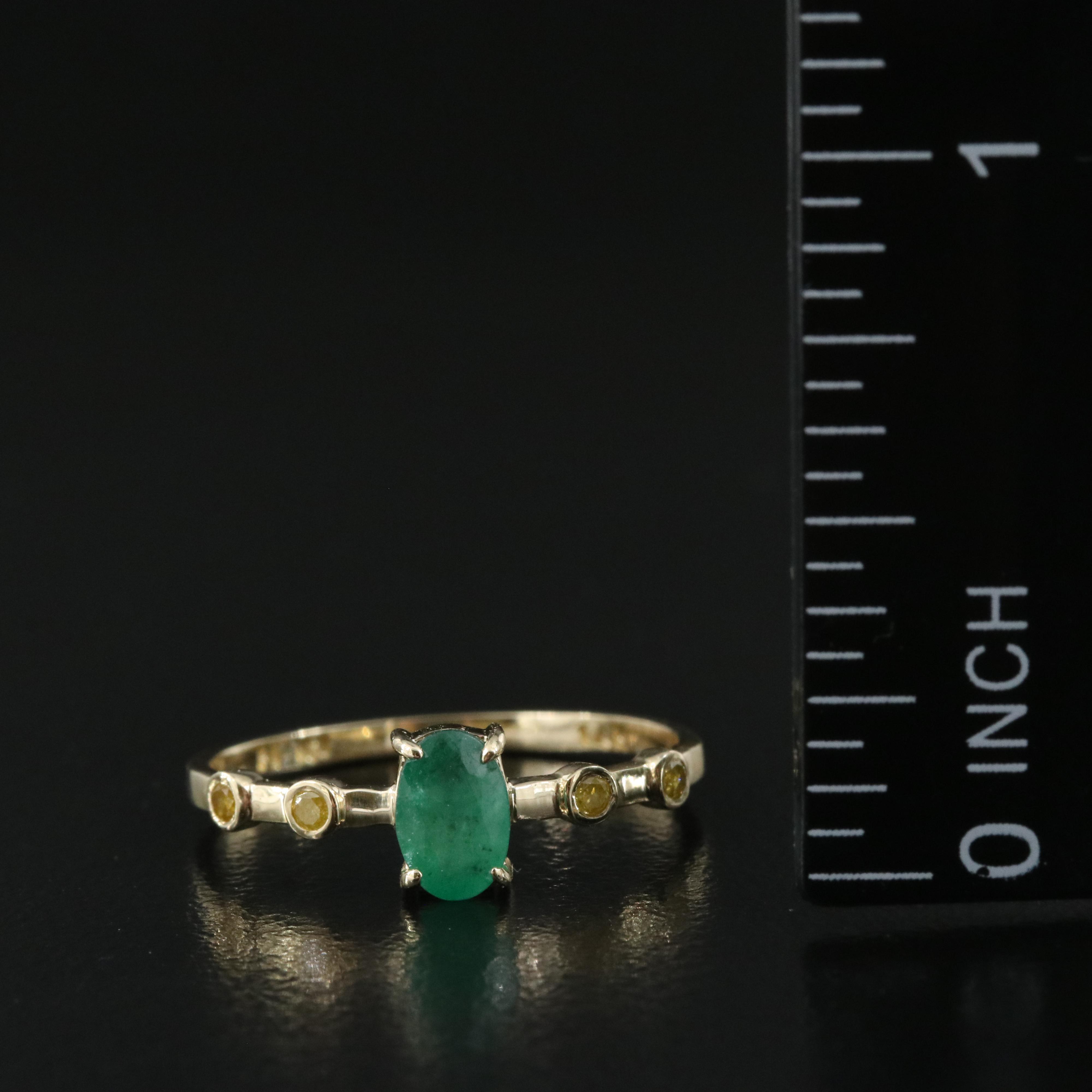 14K Emerald and Diamond Ring