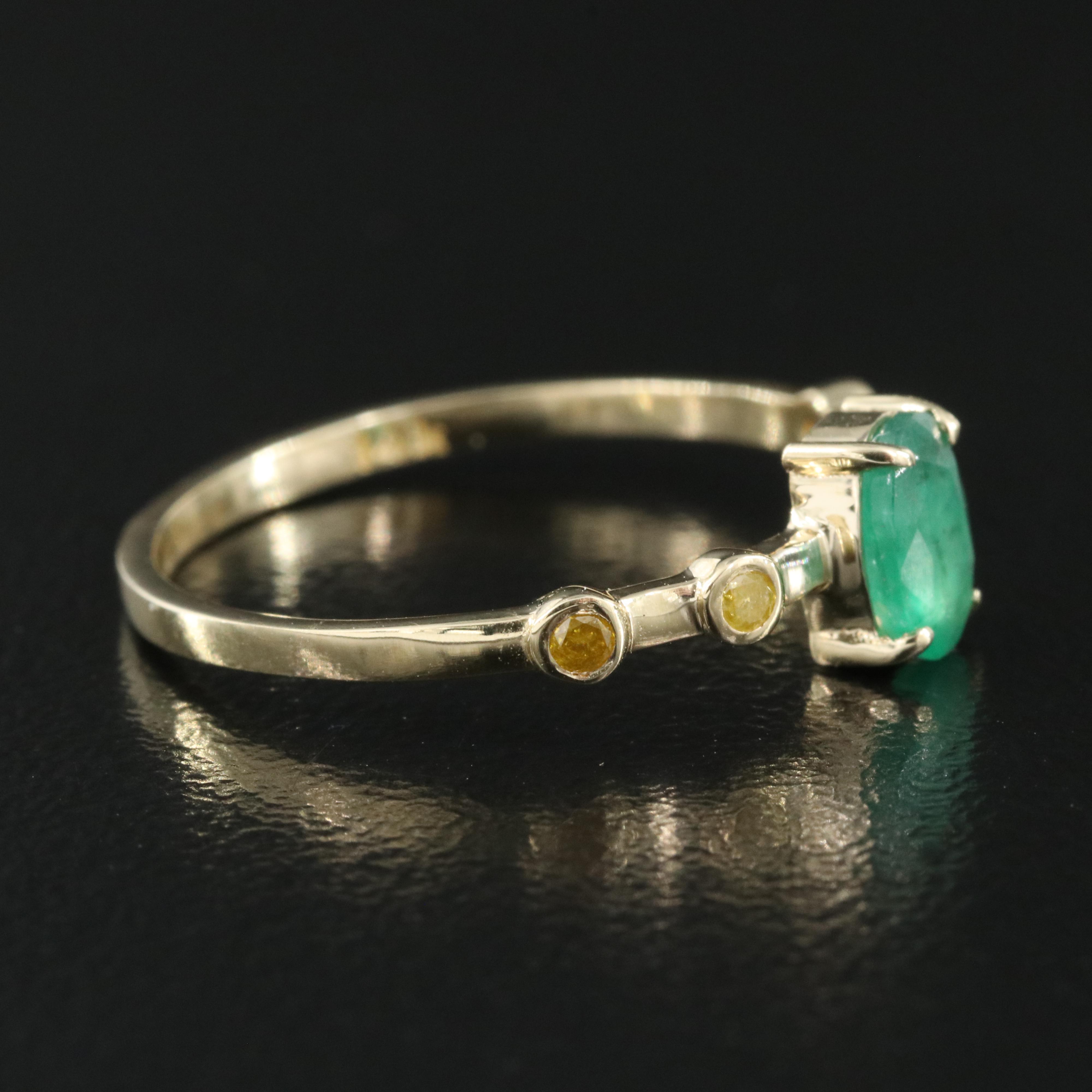 14K Emerald and Diamond Ring