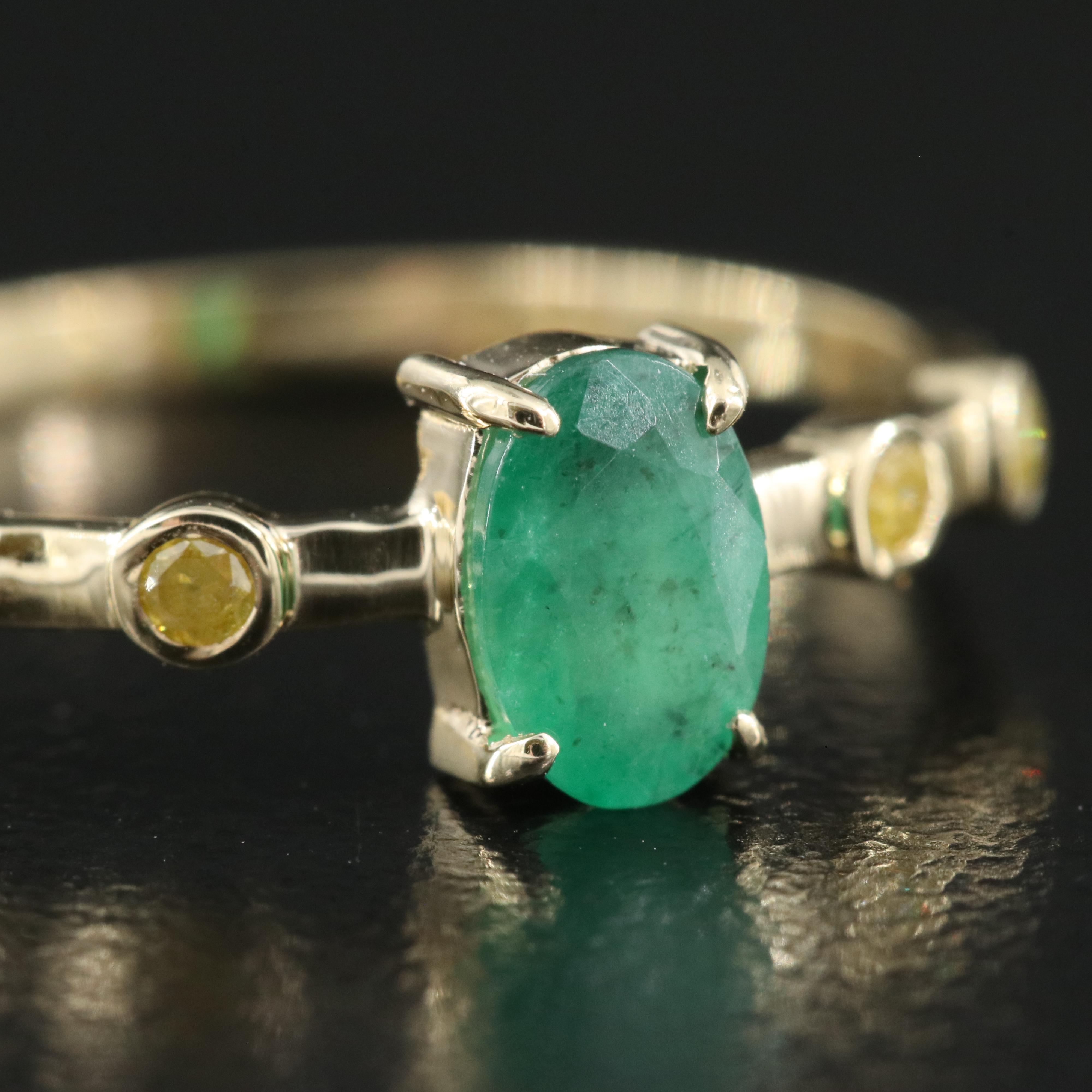 14K Emerald and Diamond Ring