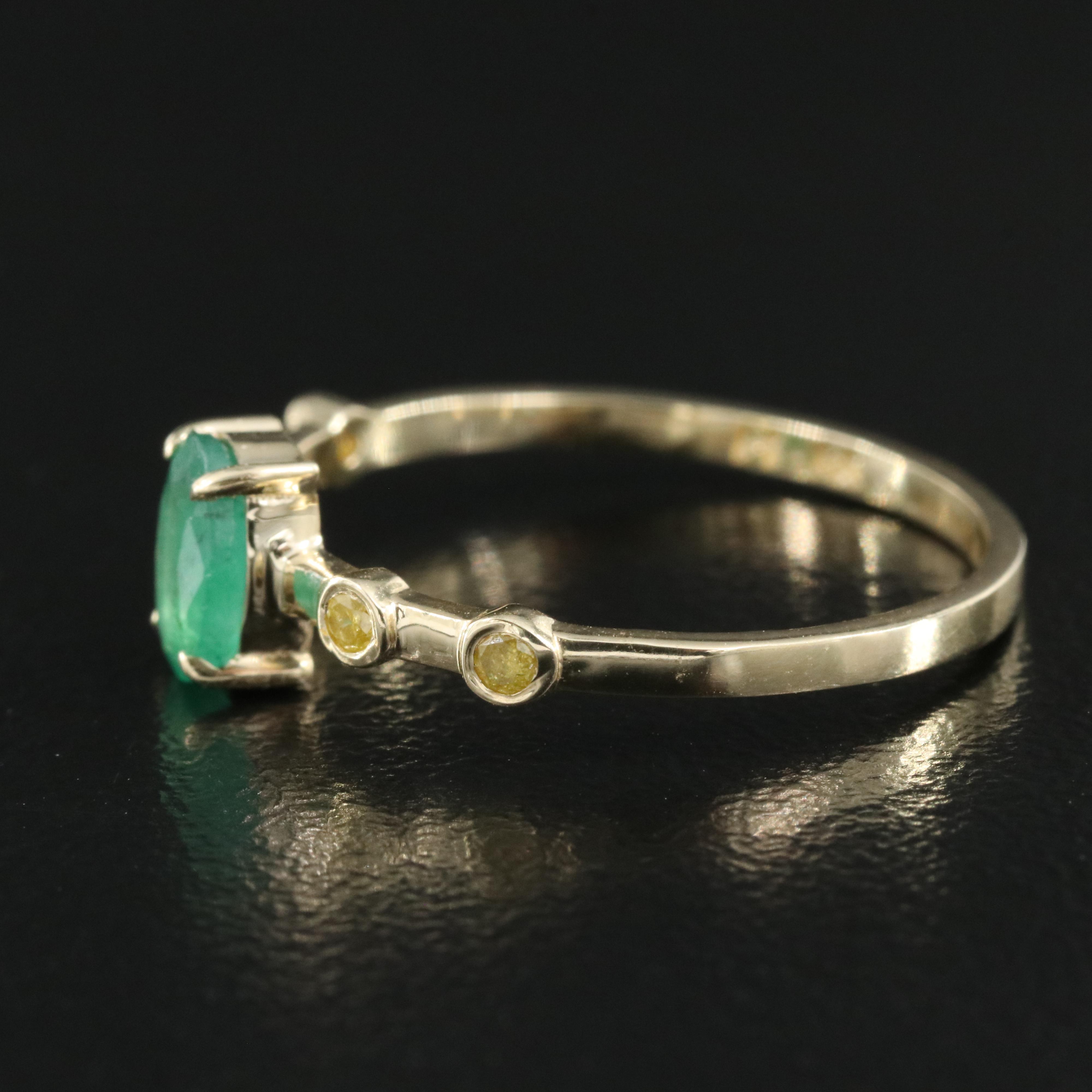 14K Emerald and Diamond Ring