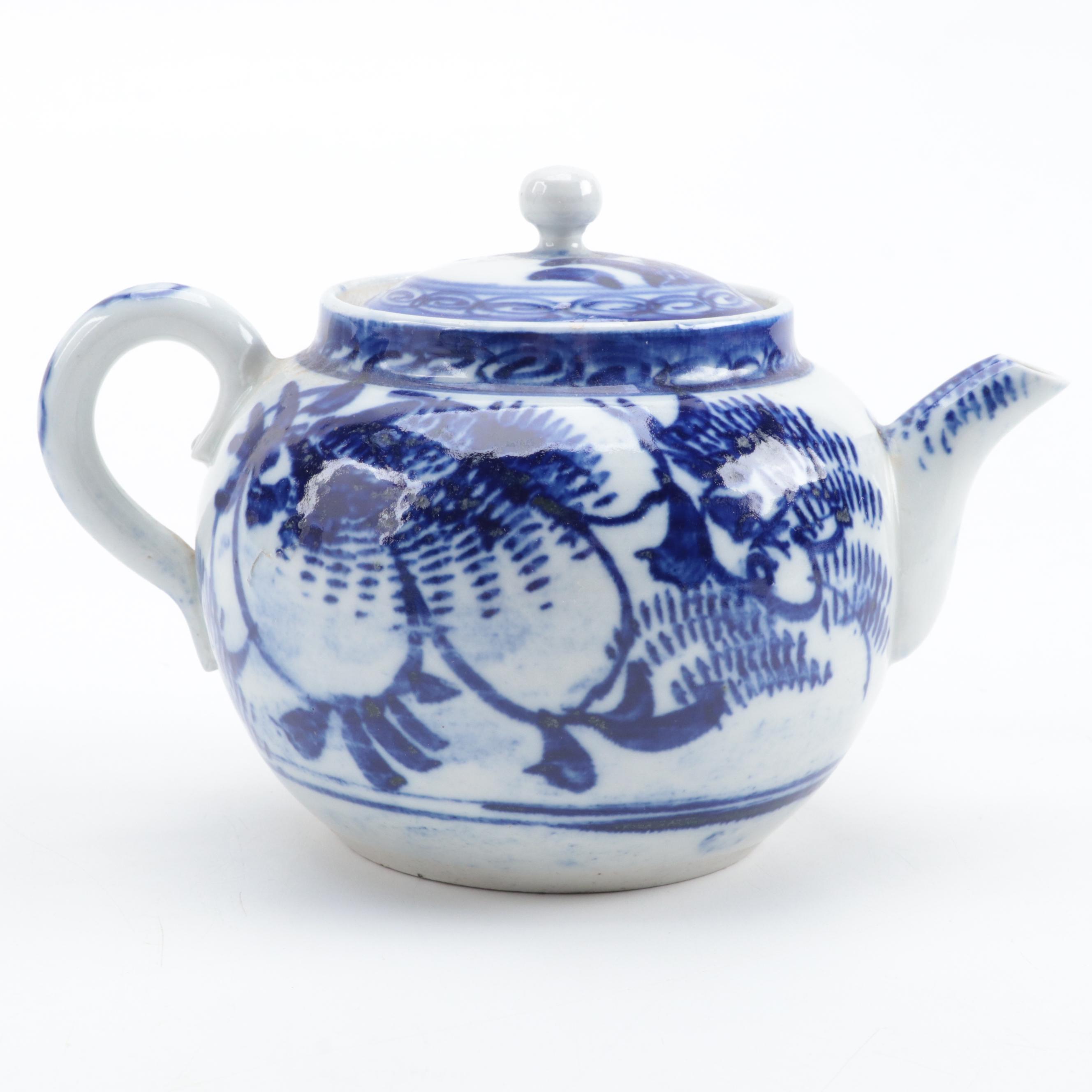 Japanese Blue and White Porcelain Teapot with Other Tableware