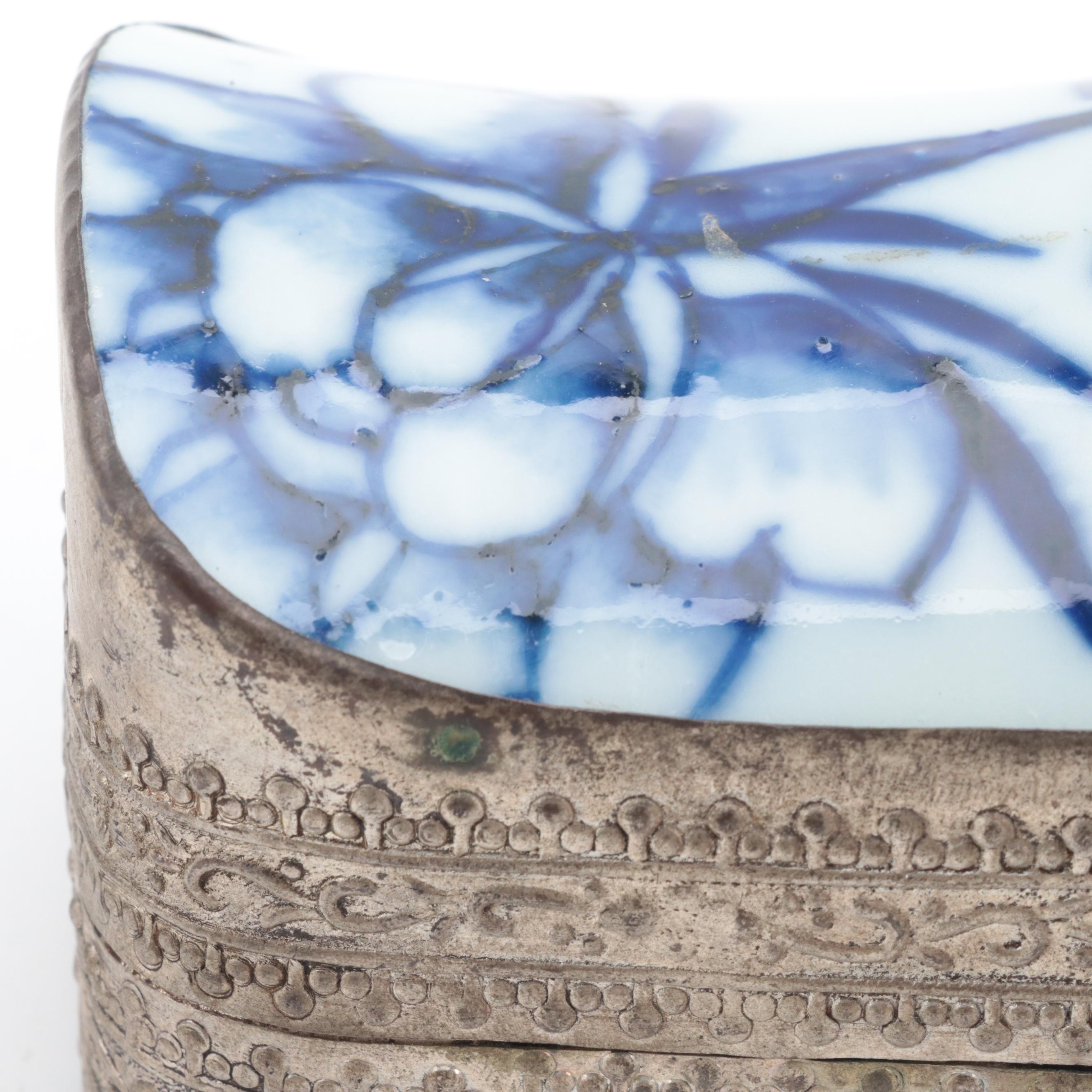 Japanese Blue and White Porcelain Teapot with Other Tableware