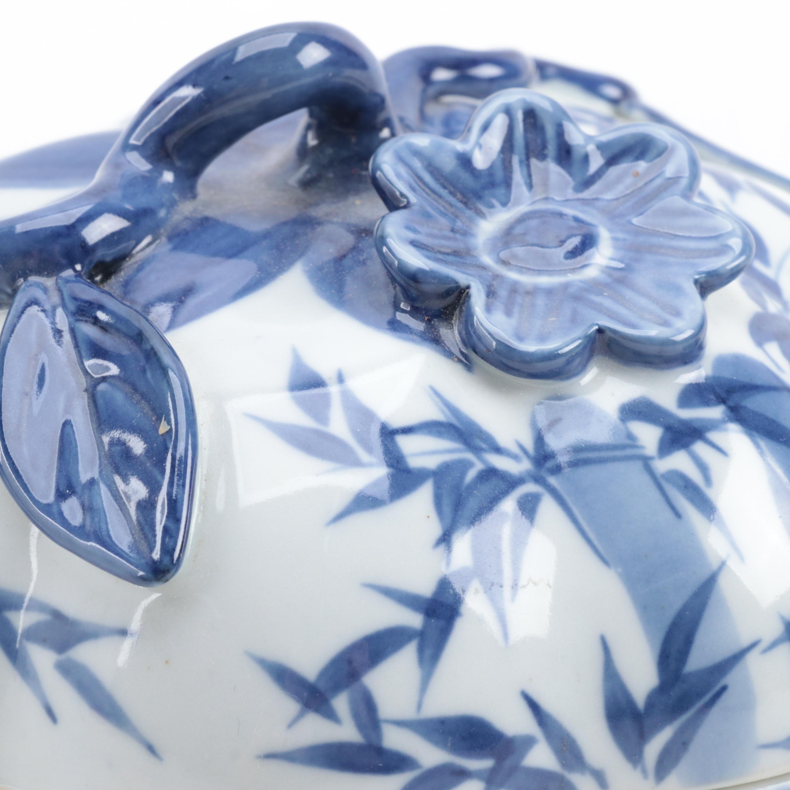 Japanese Blue and White Porcelain Teapot with Other Tableware