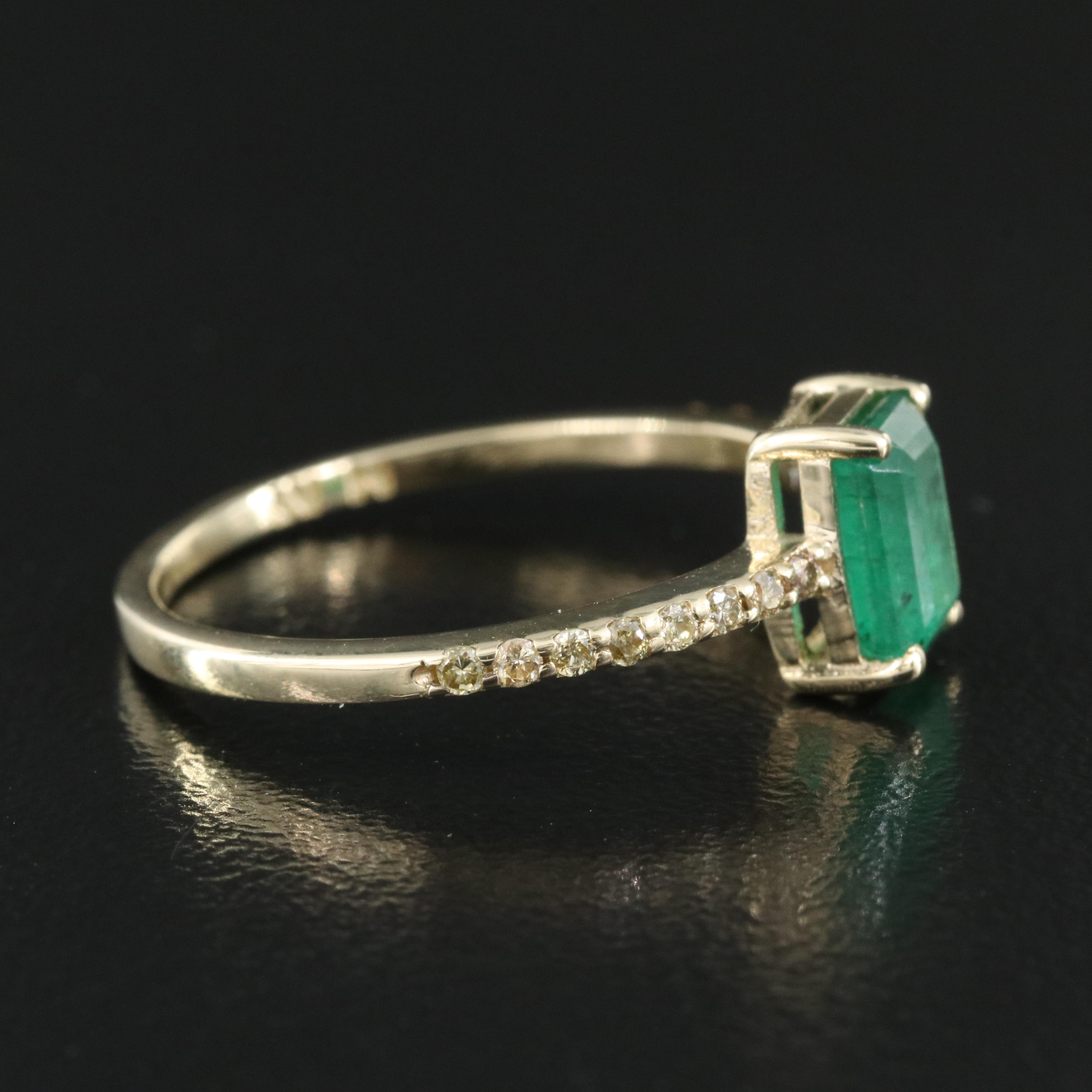 14K Emerald and Diamond Ring