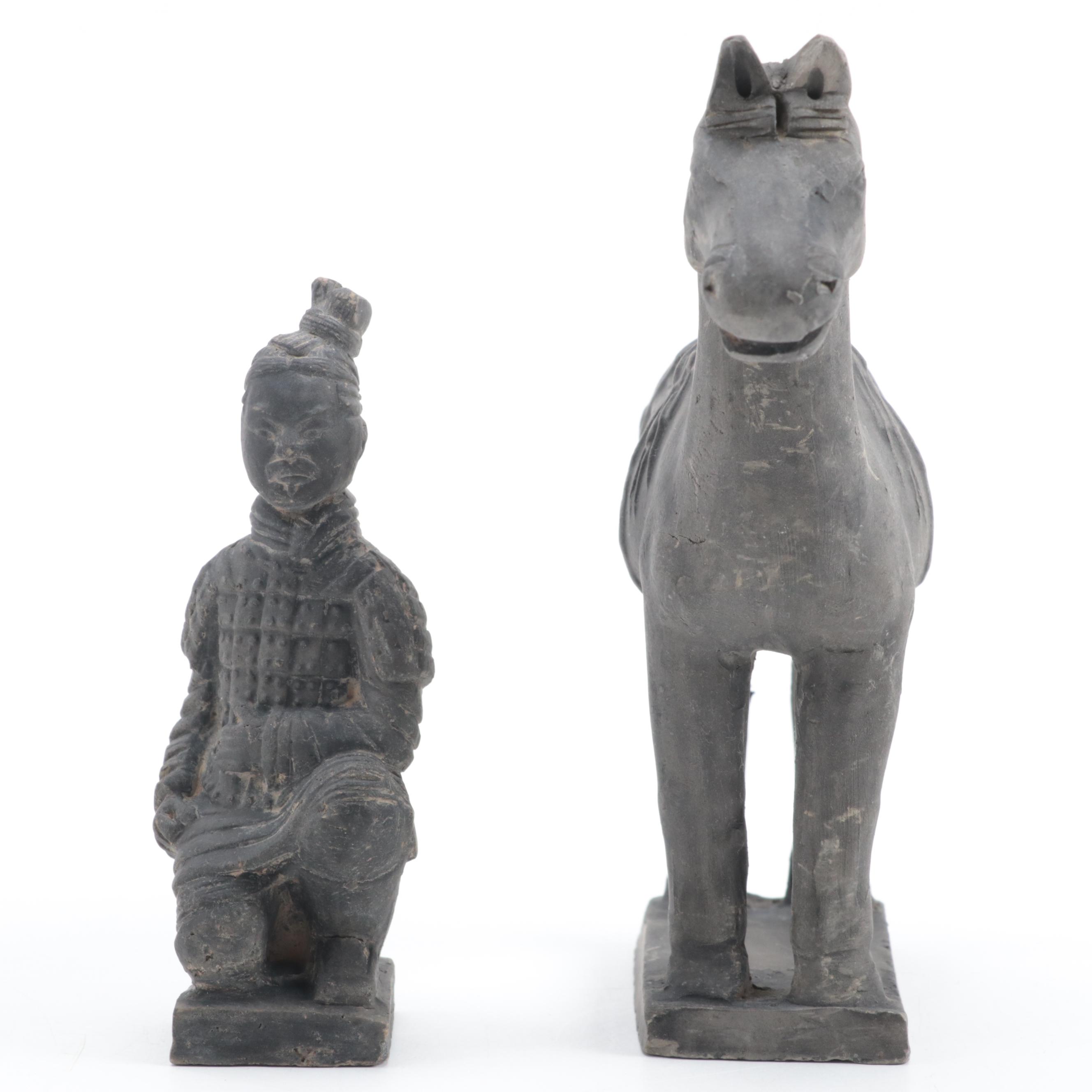 Chinese Replica Qin Shi Huang's Terracotta Army Soldier and Horse Figurines