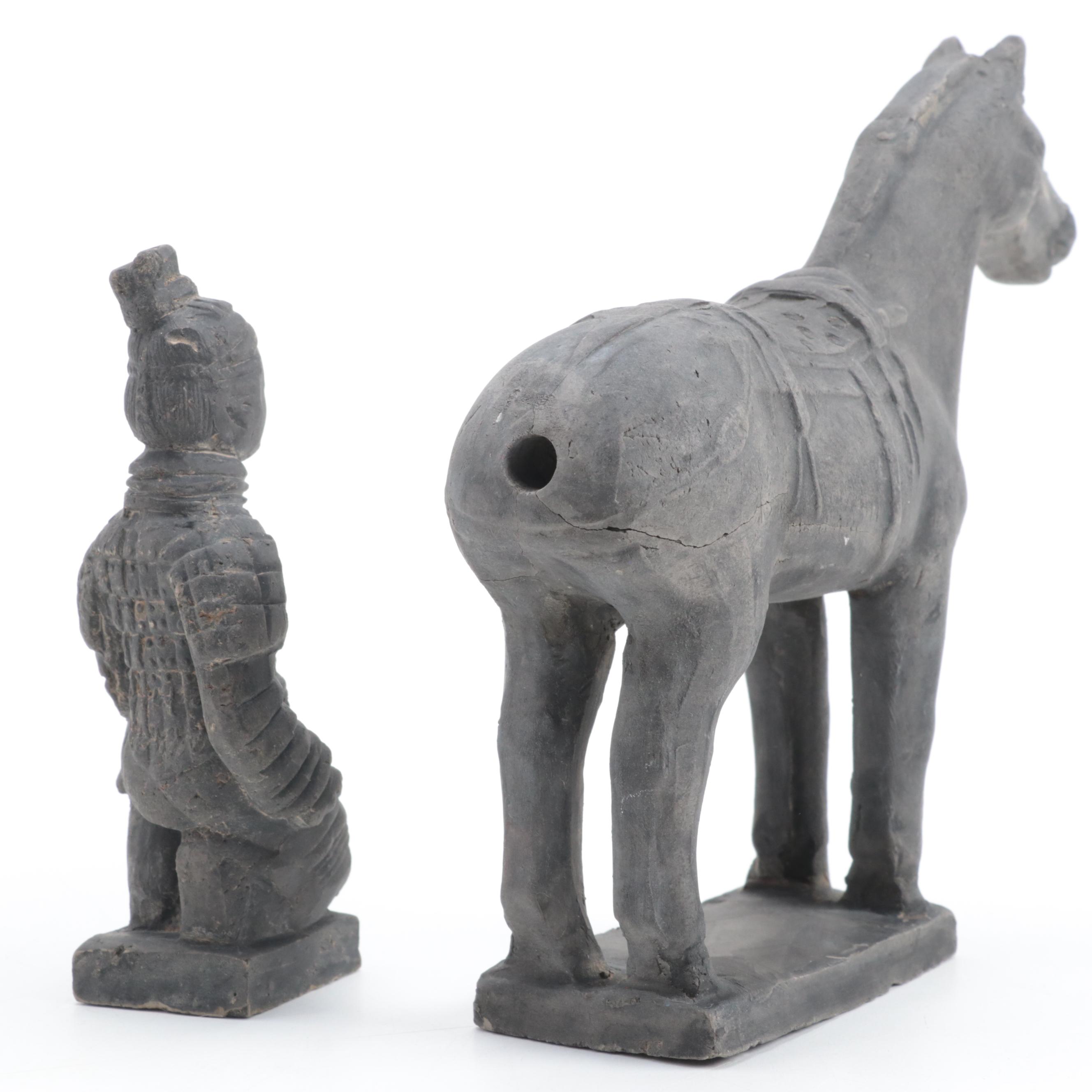 Chinese Replica Qin Shi Huang's Terracotta Army Soldier and Horse Figurines