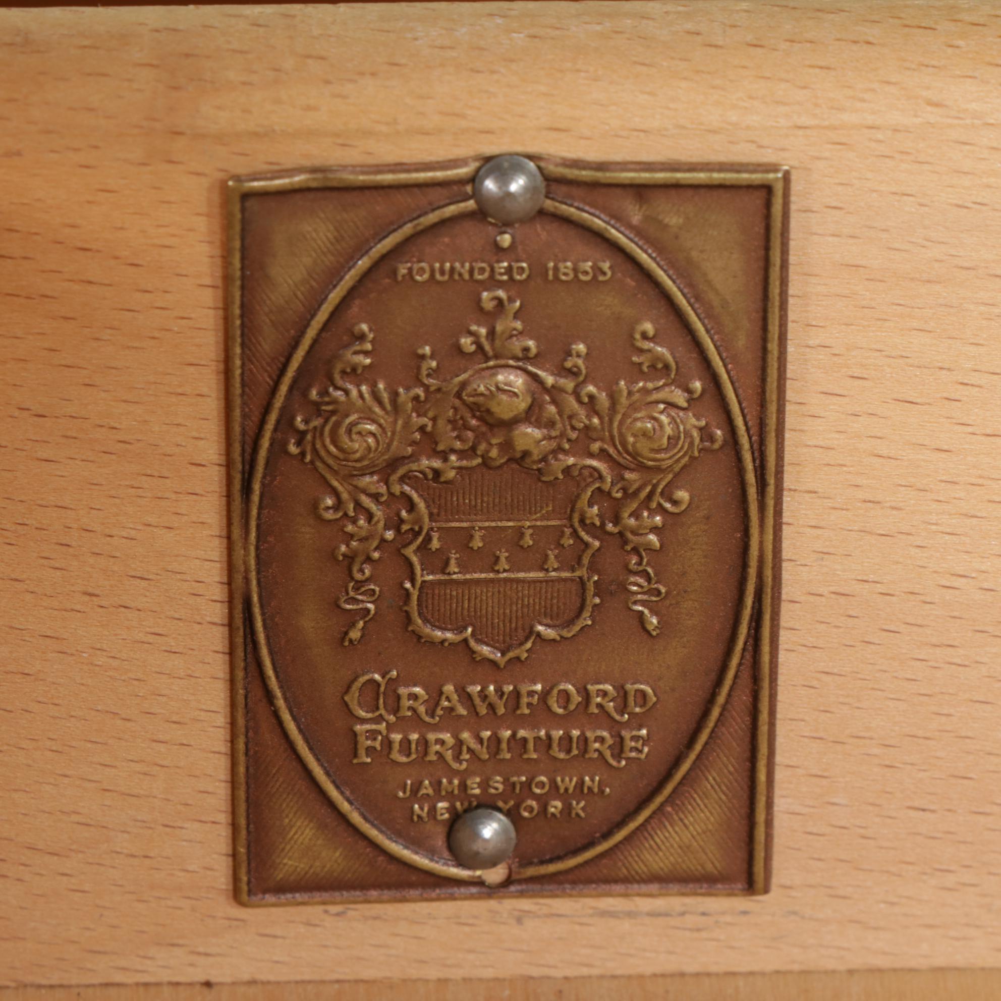 Crawford Furniture Mid Century Modern Maple Nine-Drawer Dresser and Mirror