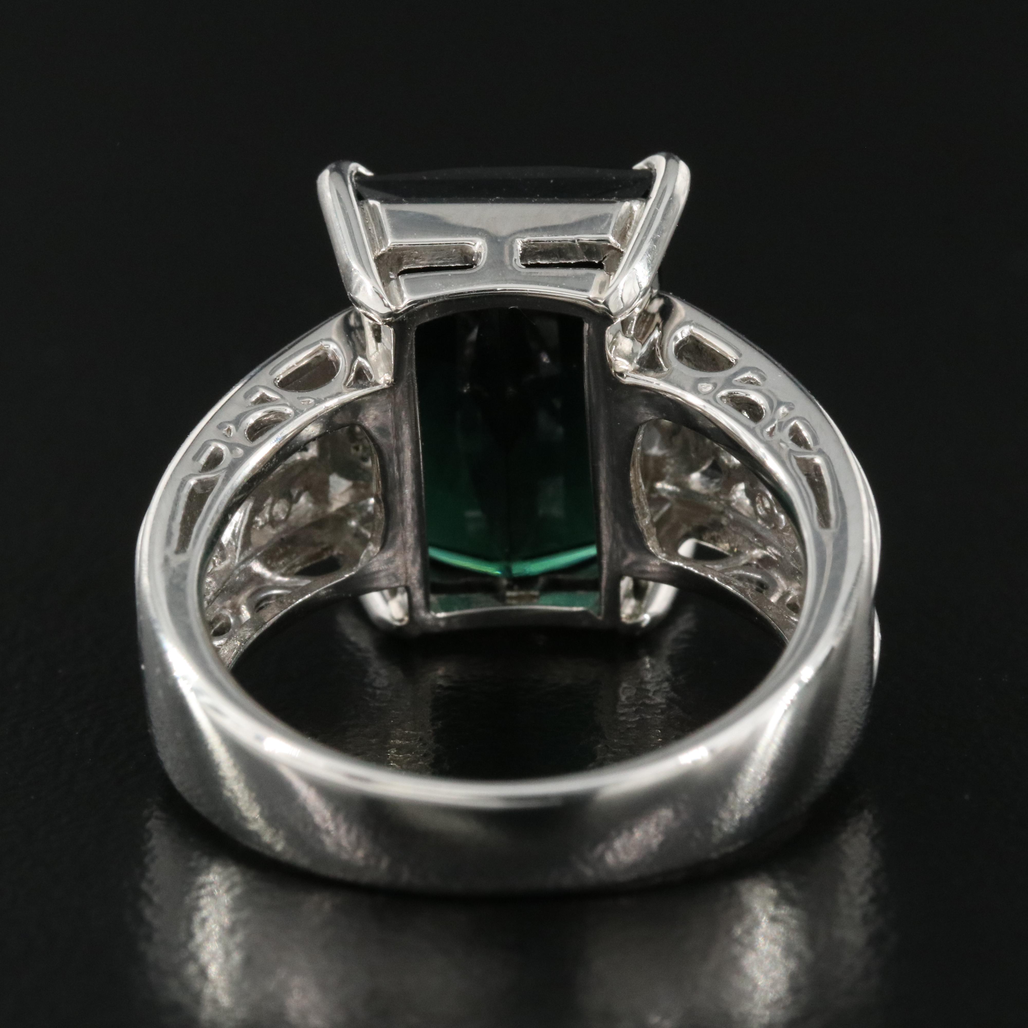 Platinum 7.63 CT Tourmaline and Diamond Ring