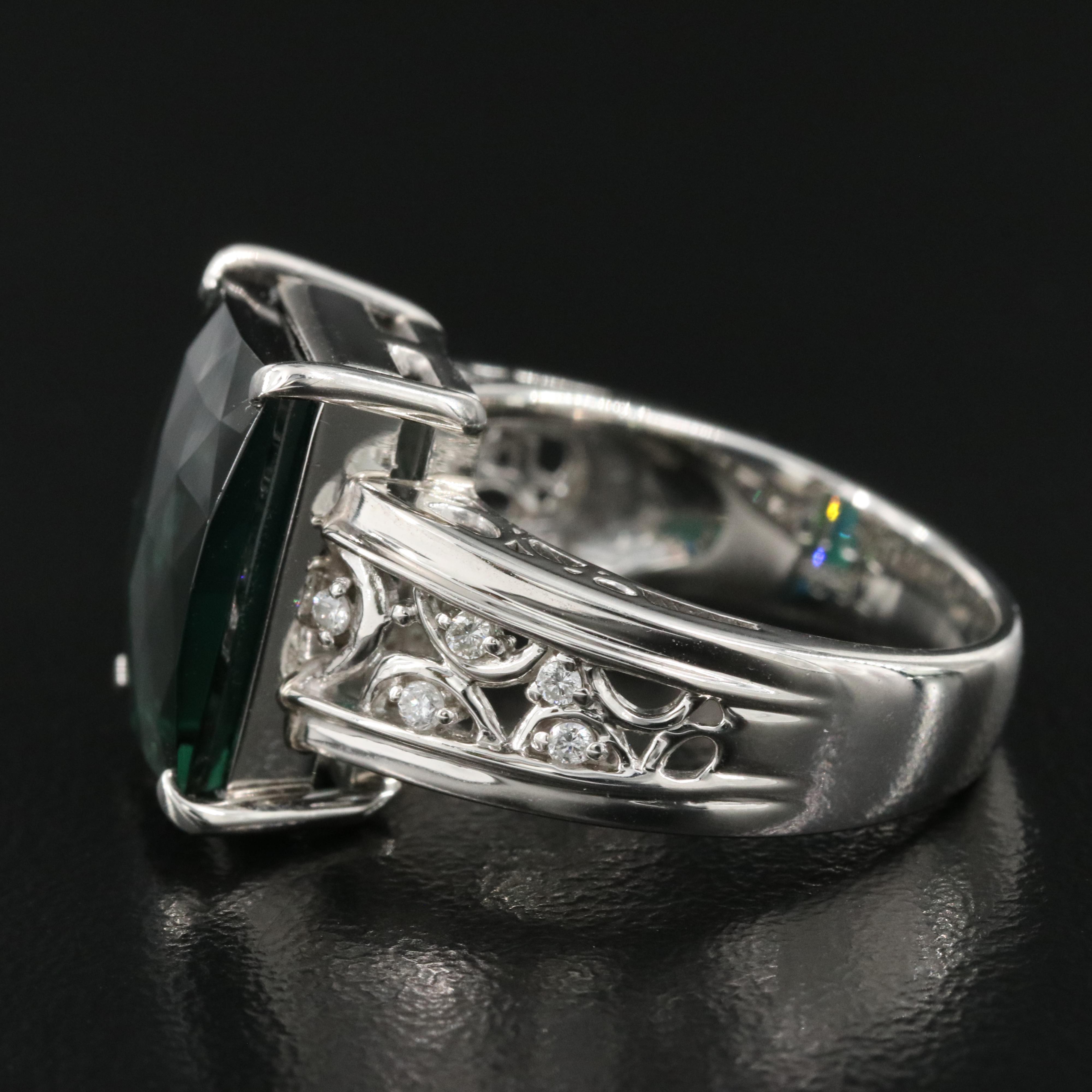 Platinum 7.63 CT Tourmaline and Diamond Ring