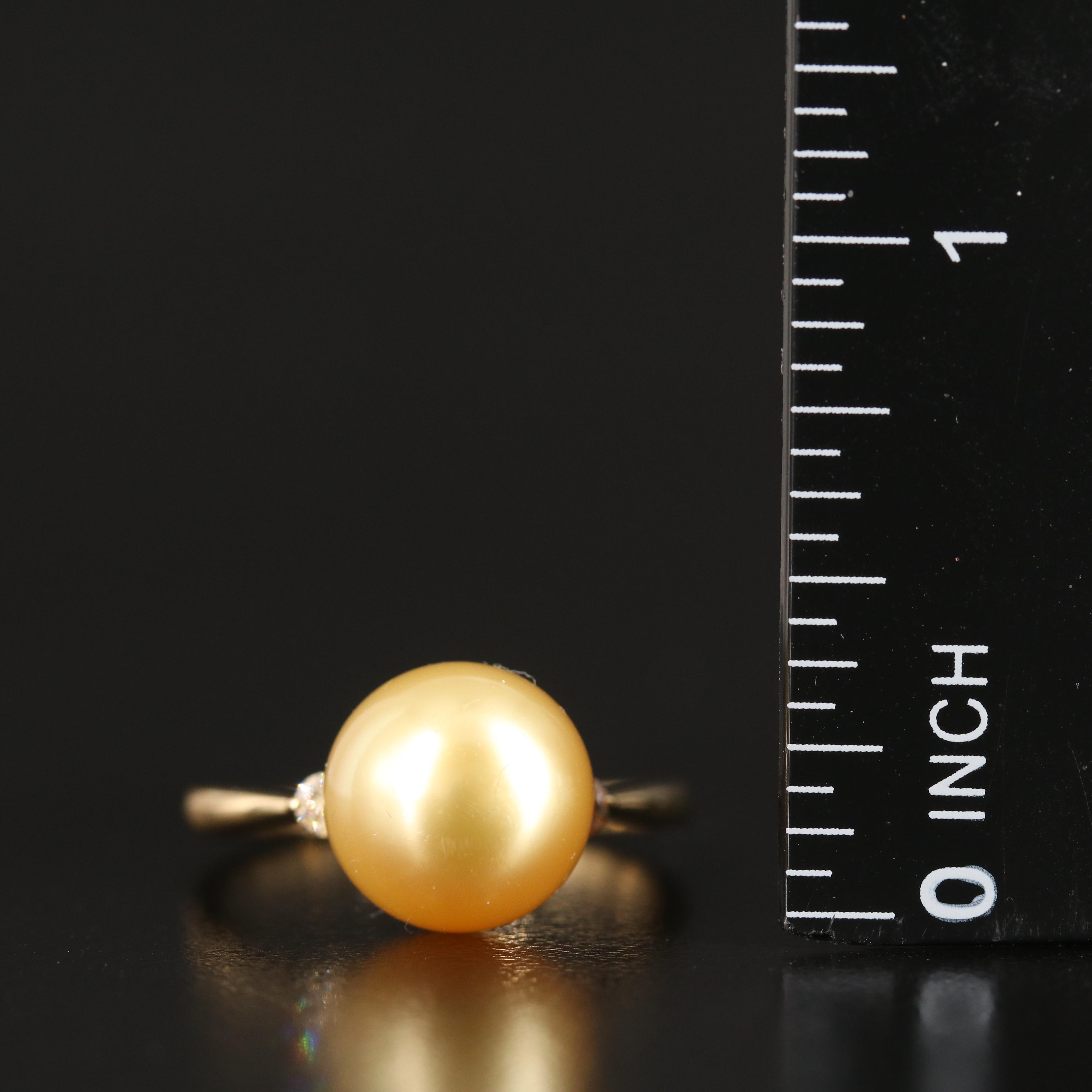 18K 10.50 mm Pearl and Diamond Ring