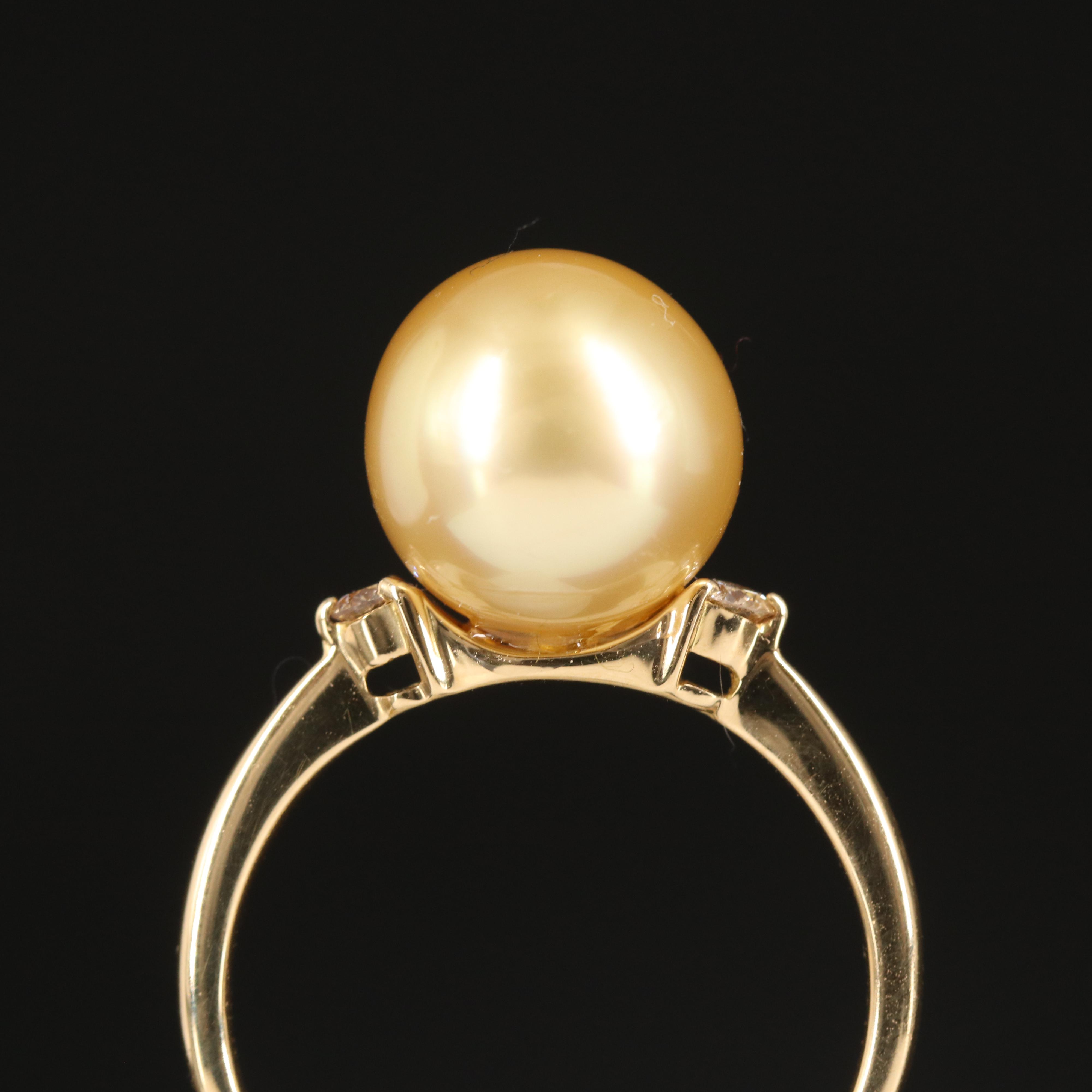 18K 10.50 mm Pearl and Diamond Ring