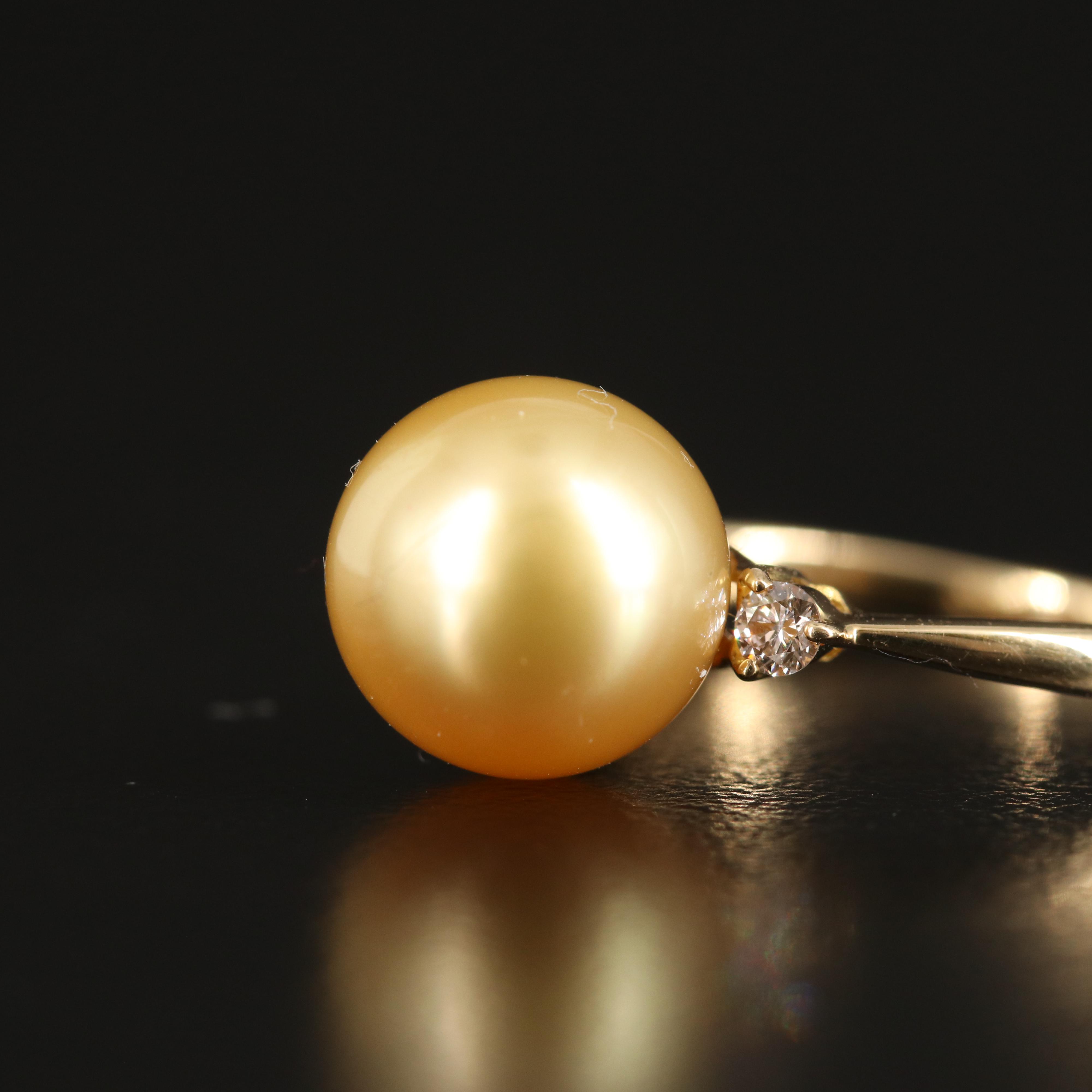 18K 10.50 mm Pearl and Diamond Ring