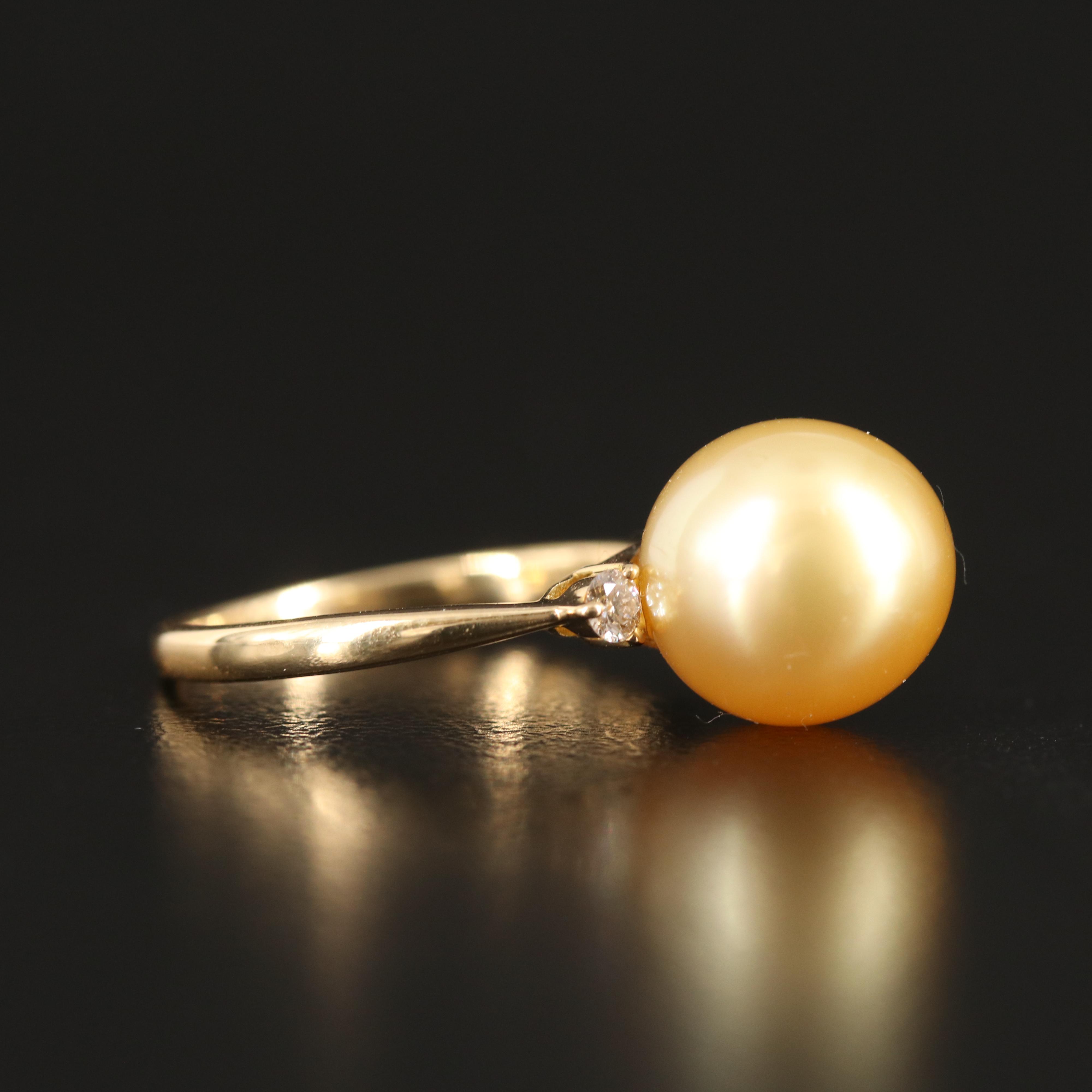 18K 10.50 mm Pearl and Diamond Ring