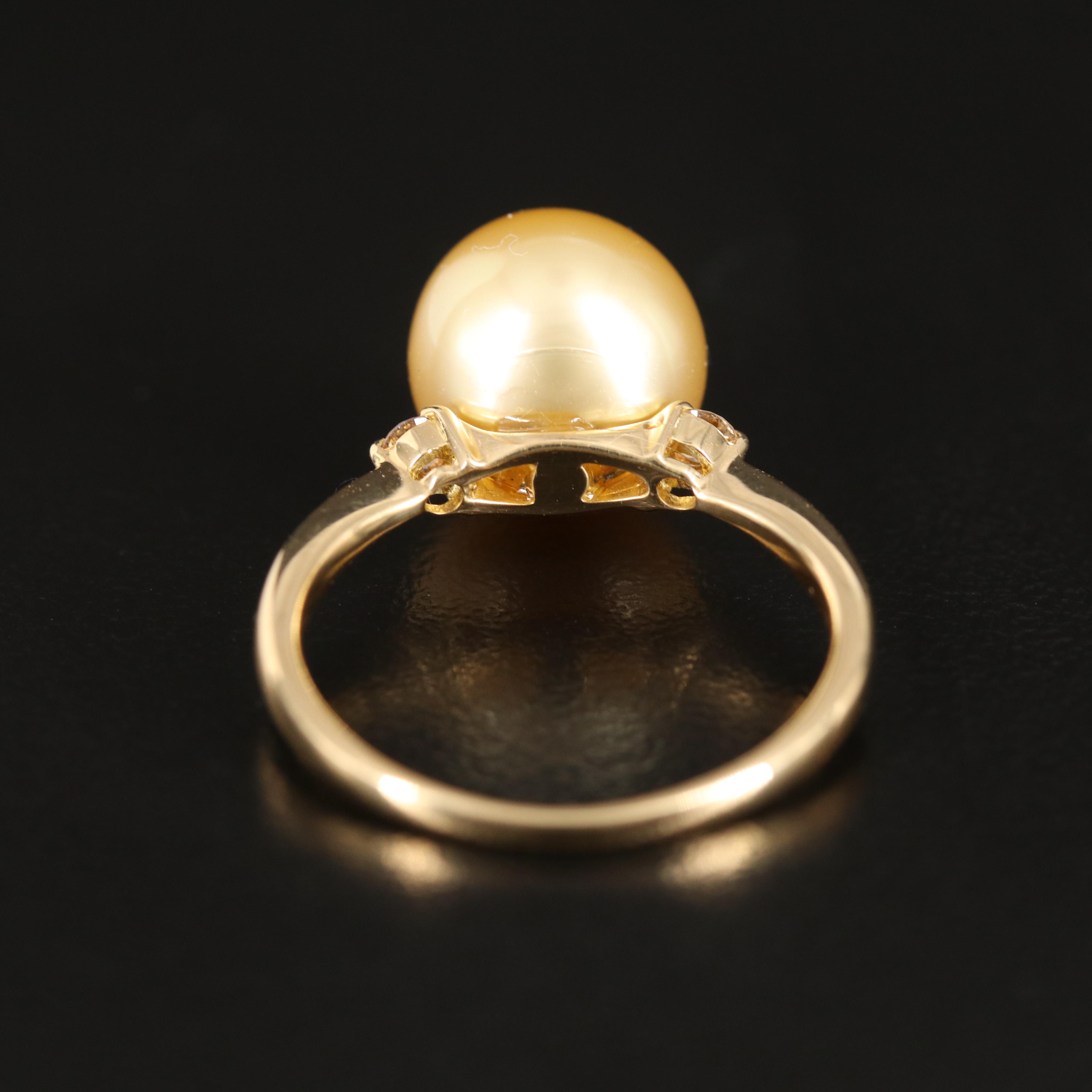 18K 10.50 mm Pearl and Diamond Ring