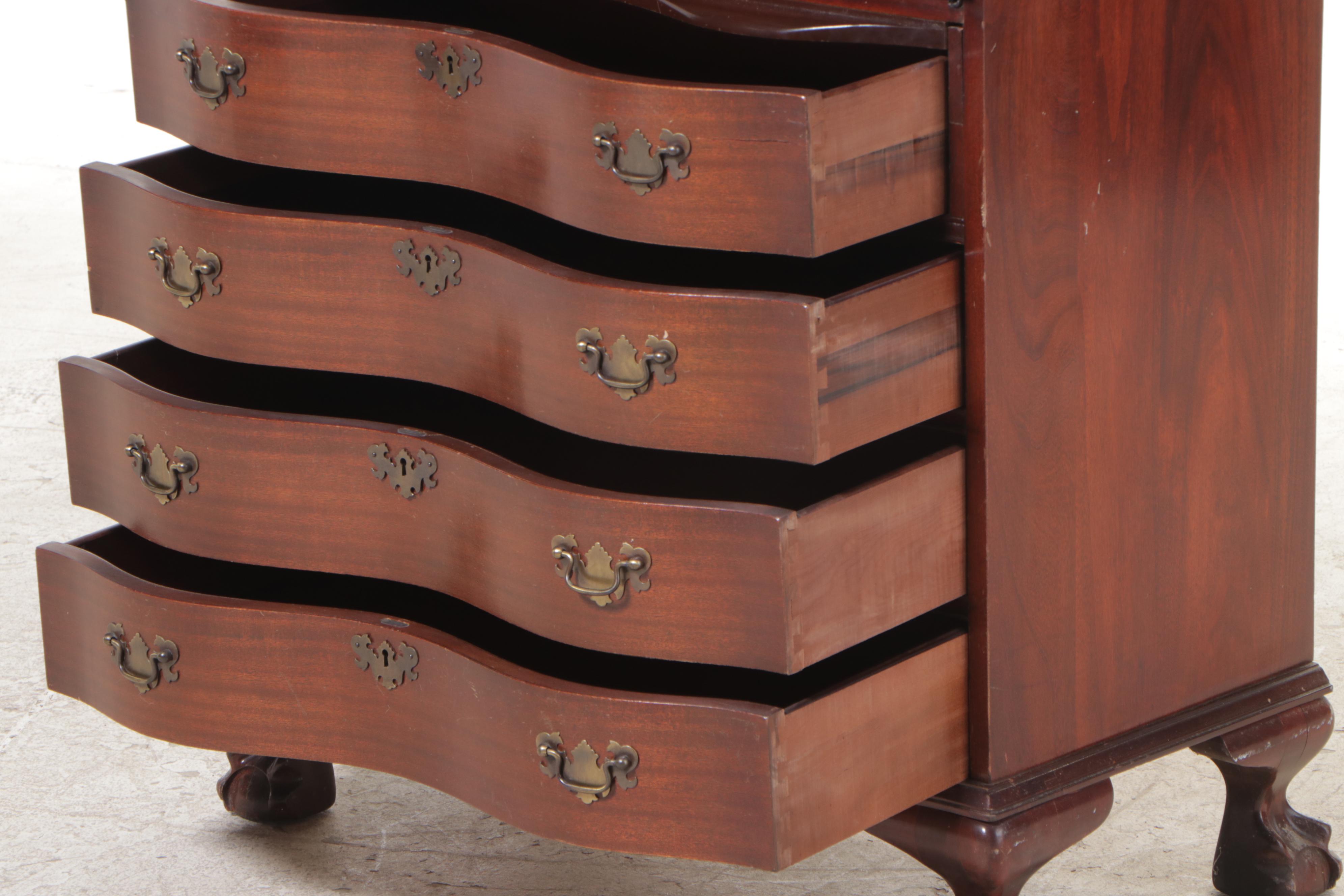 Chippendale Style Mahogany Secretary Bookcase, 20th Century
