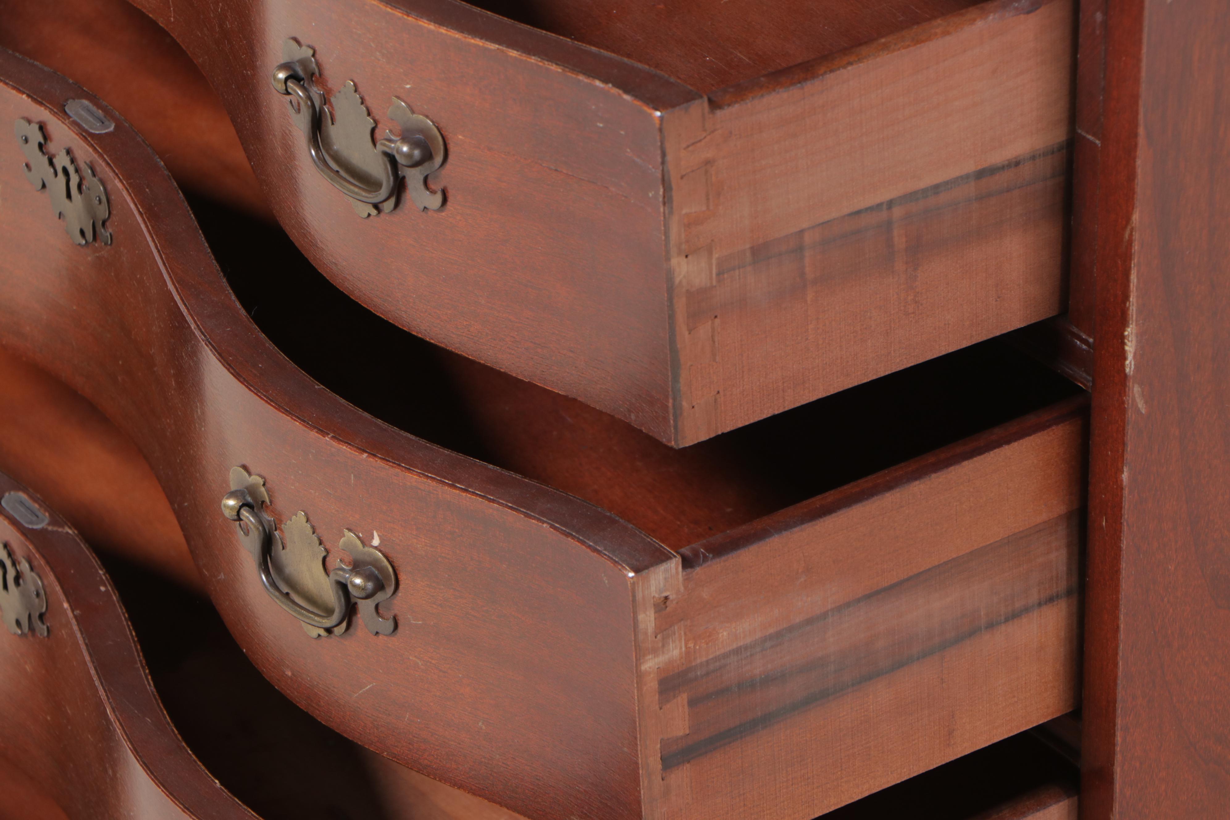Chippendale Style Mahogany Secretary Bookcase, 20th Century