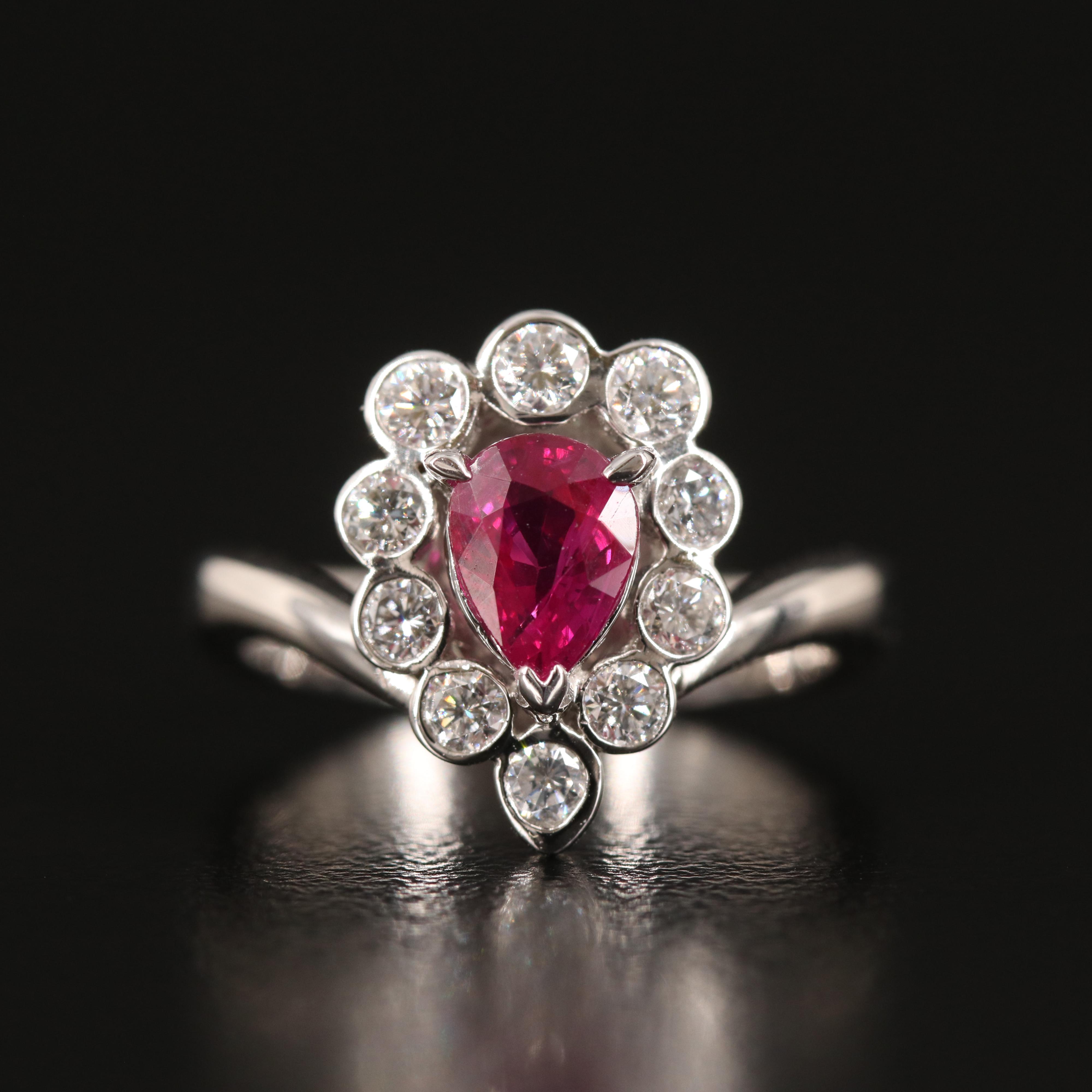 Platinum 1.02 CT Ruby and Diamond Aigrette Ring
