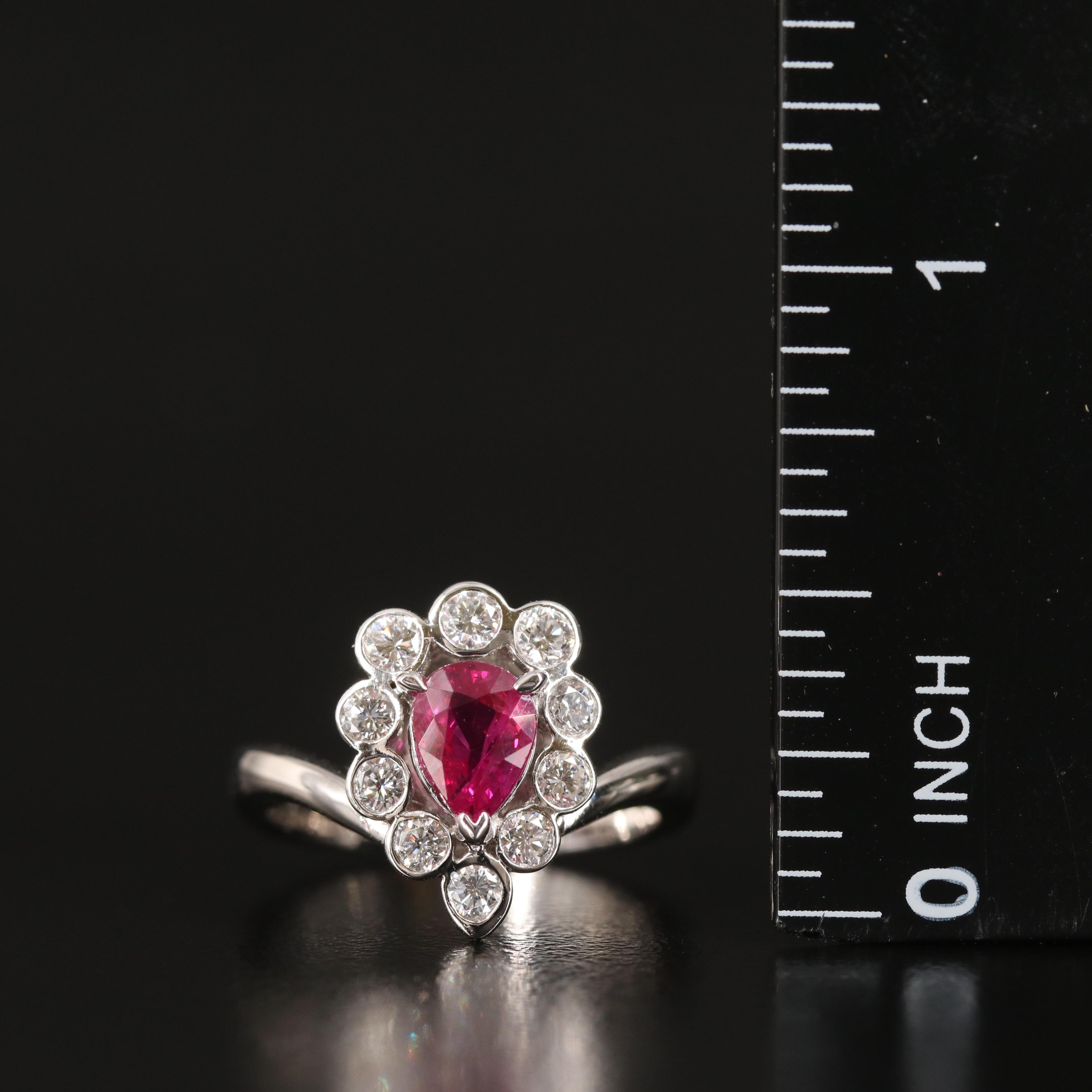 Platinum 1.02 CT Ruby and Diamond Aigrette Ring