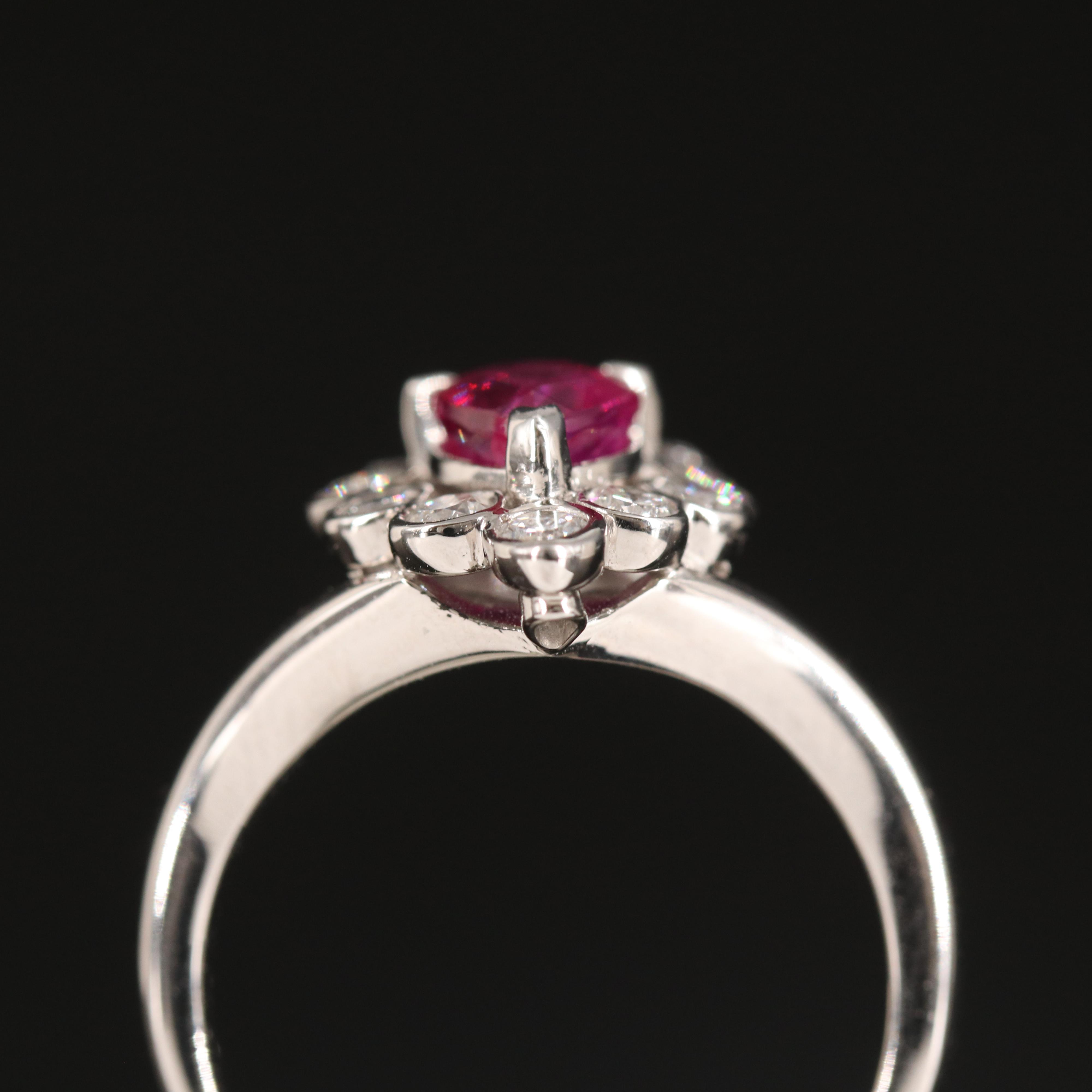 Platinum 1.02 CT Ruby and Diamond Aigrette Ring