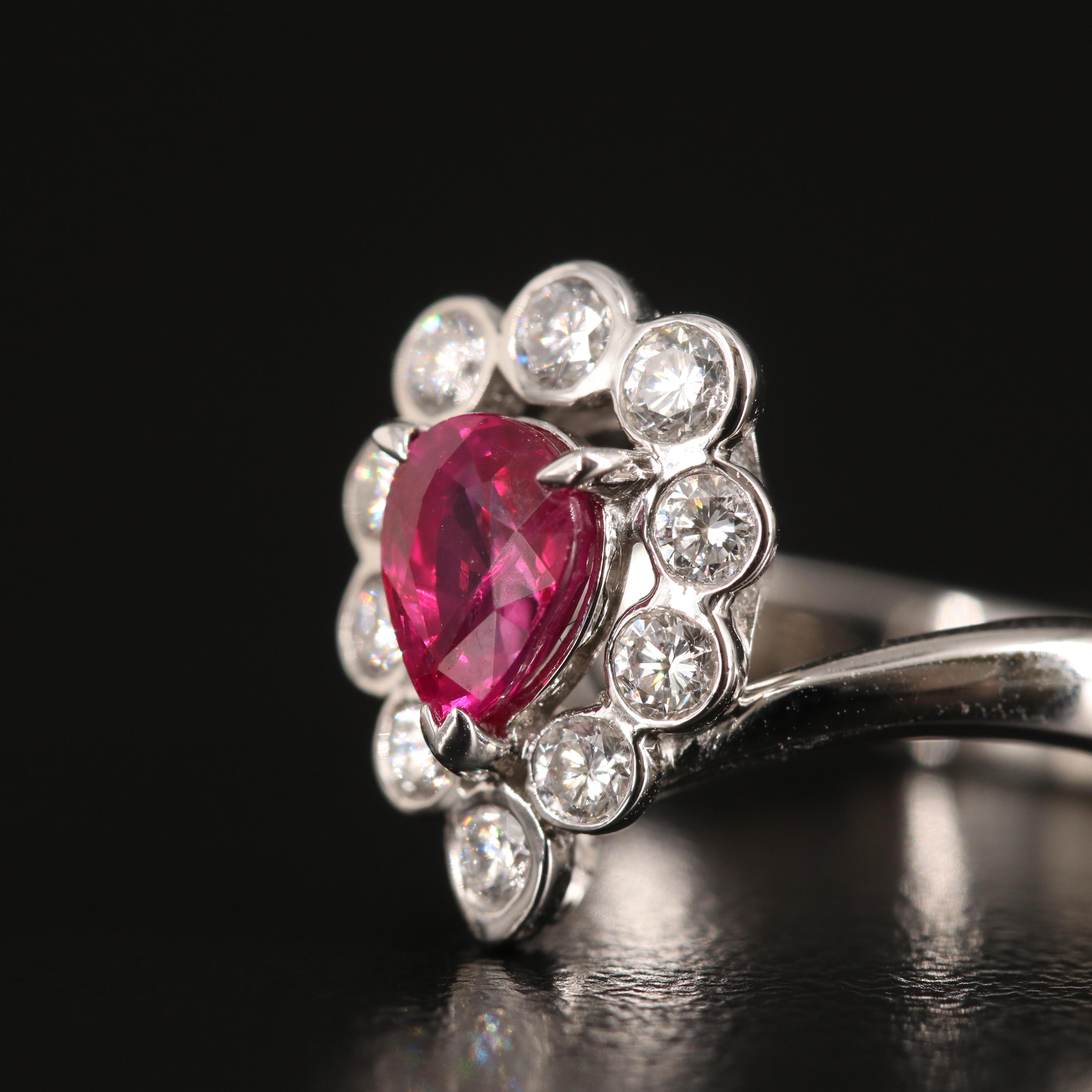 Platinum 1.02 CT Ruby and Diamond Aigrette Ring