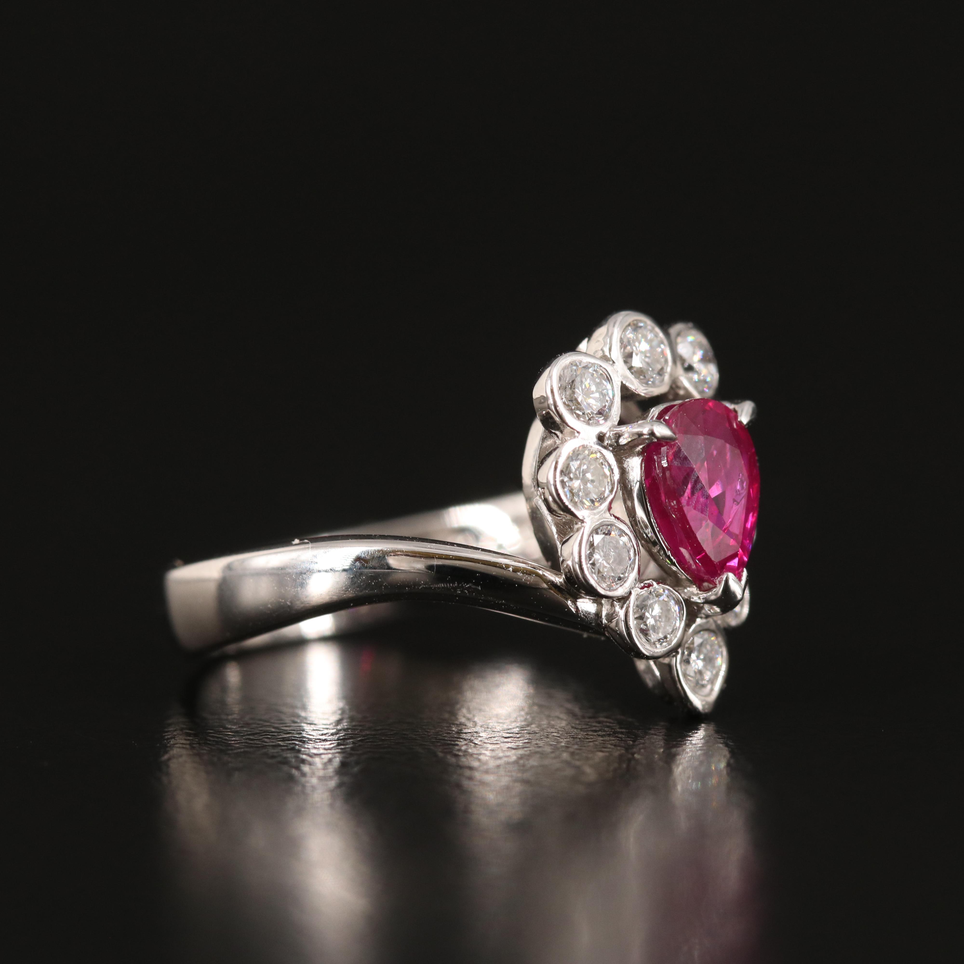 Platinum 1.02 CT Ruby and Diamond Aigrette Ring