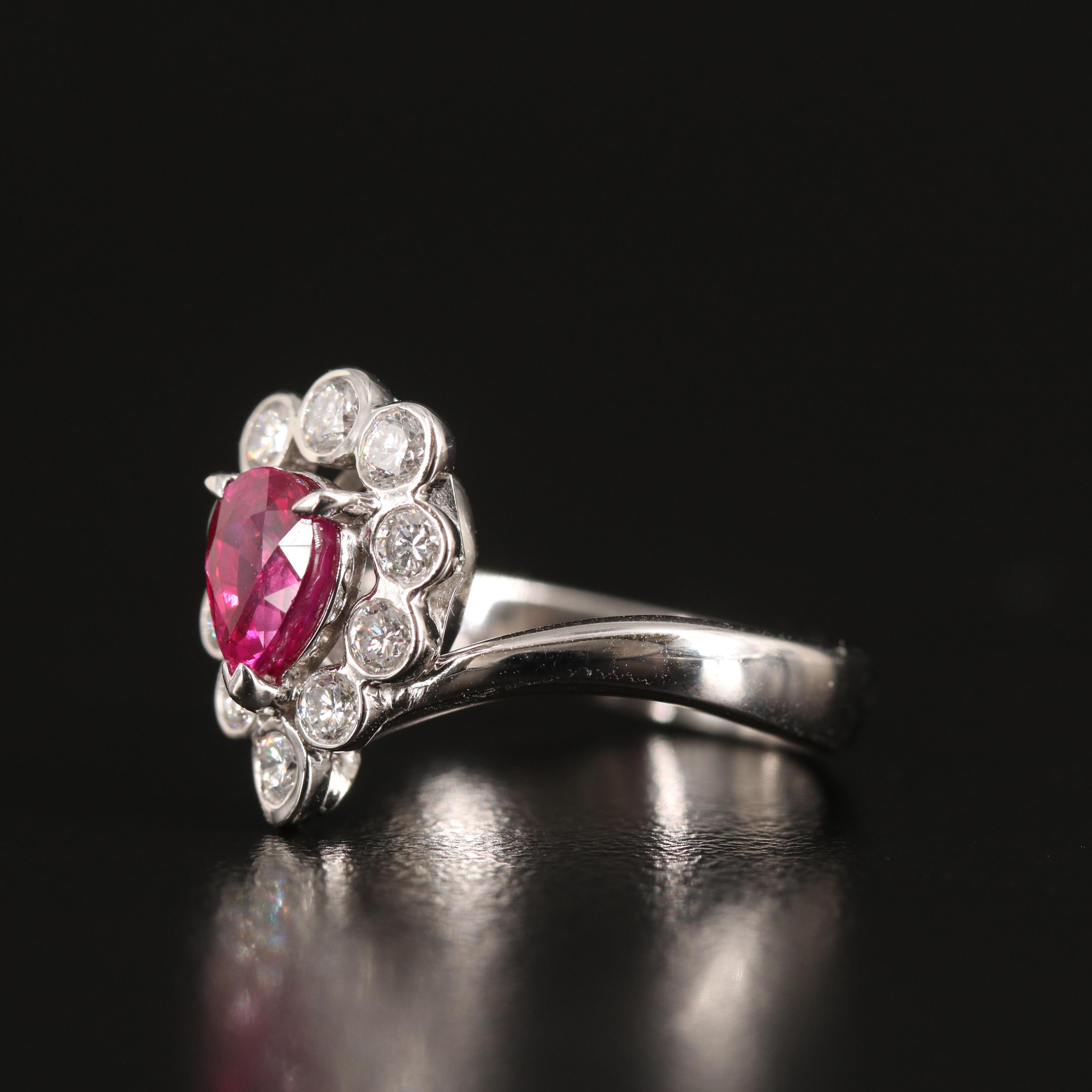 Platinum 1.02 CT Ruby and Diamond Aigrette Ring