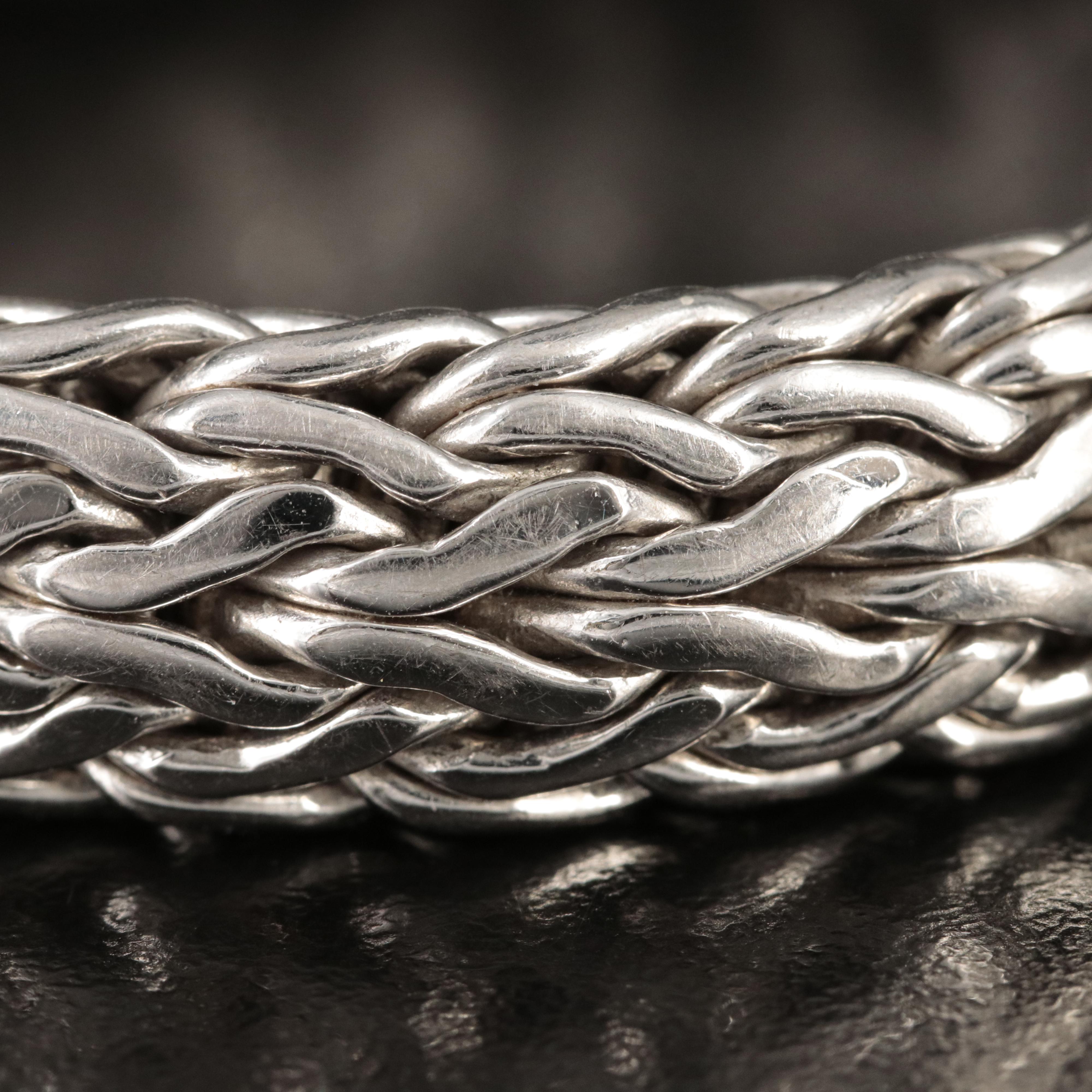 John Hardy "Classic" Large Chain Bracelet with Diamond Clasp in Sterling