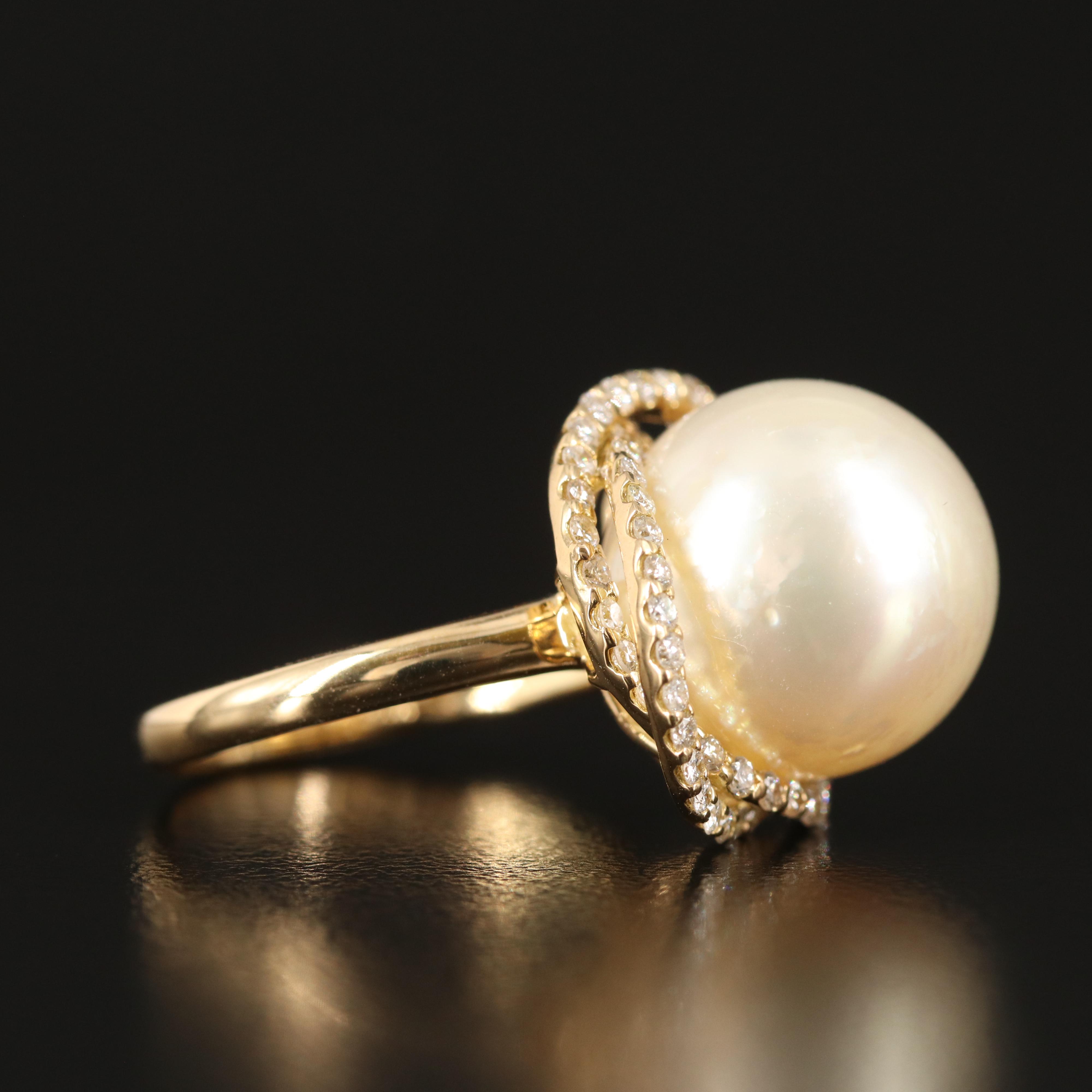18K 13.75 mm Pearl and Diamond Ring
