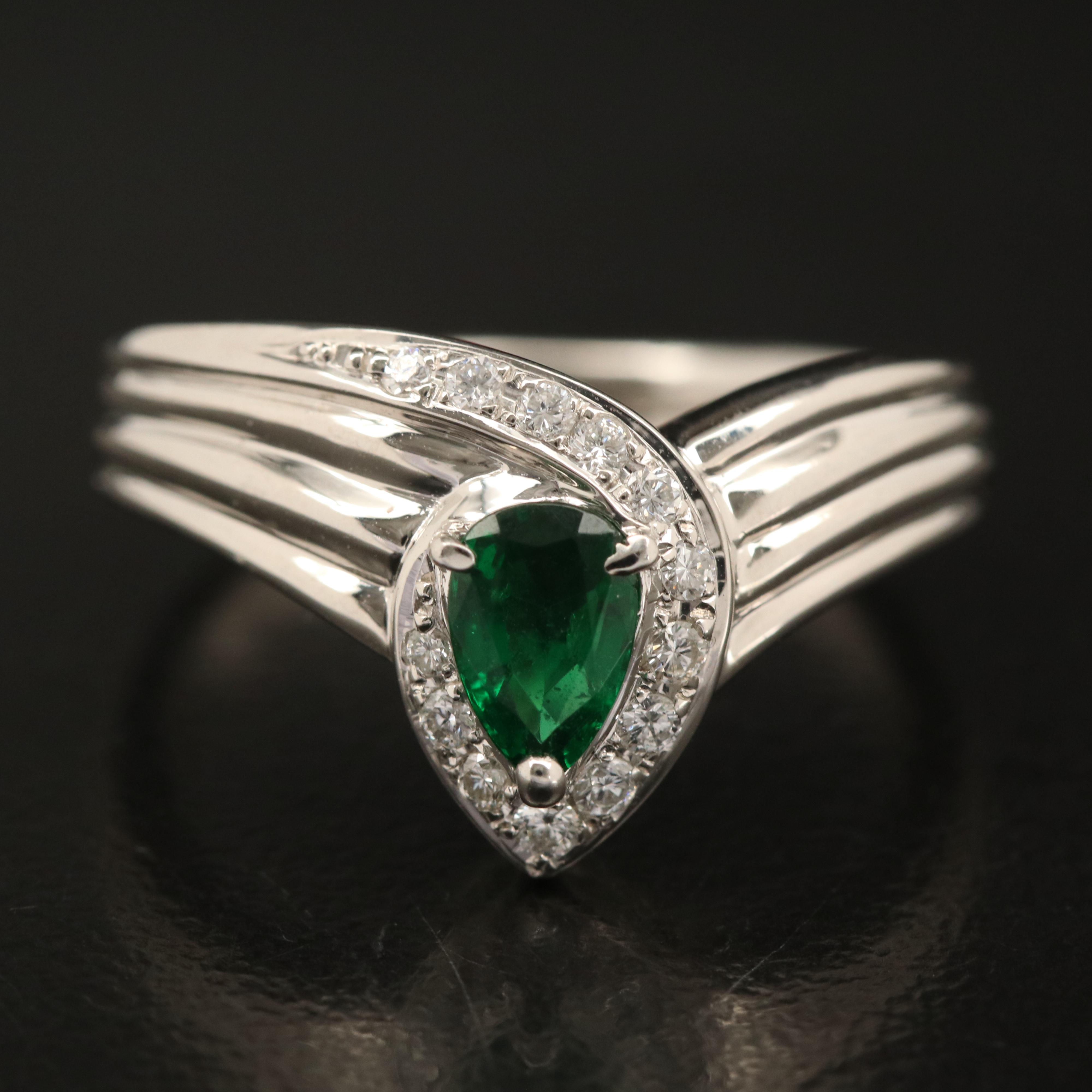 Platinum Emerald and Diamond Ring