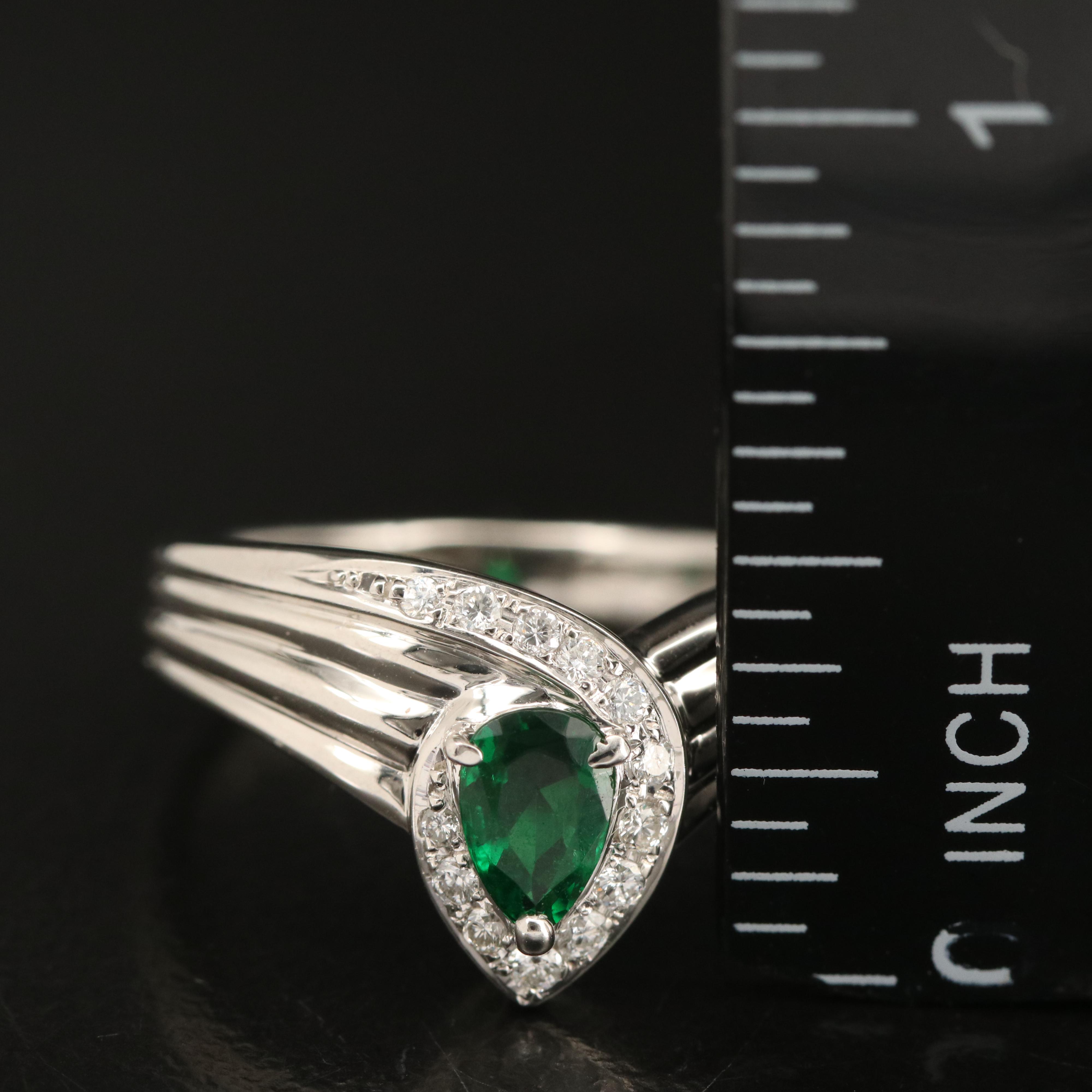 Platinum Emerald and Diamond Ring