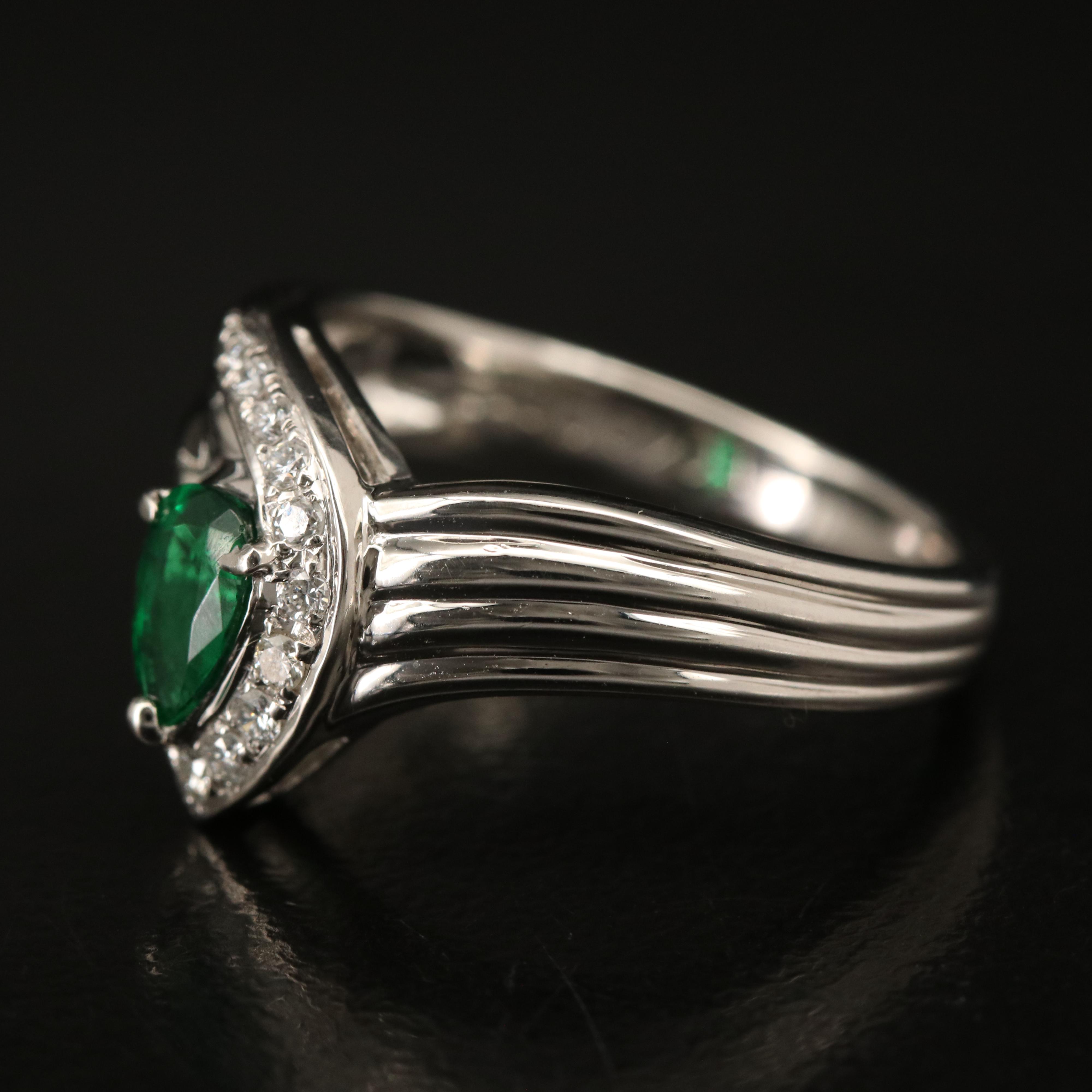Platinum Emerald and Diamond Ring