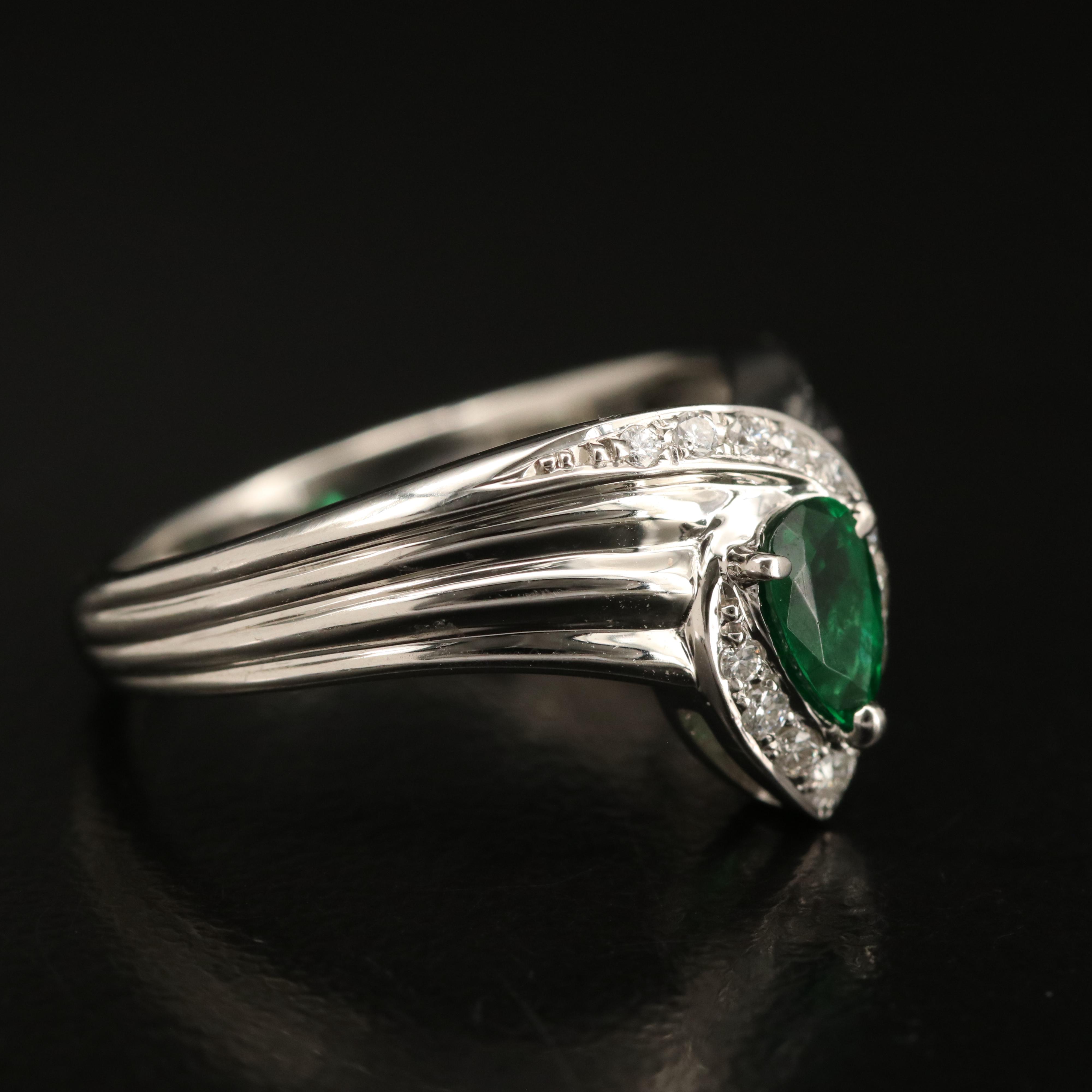 Platinum Emerald and Diamond Ring